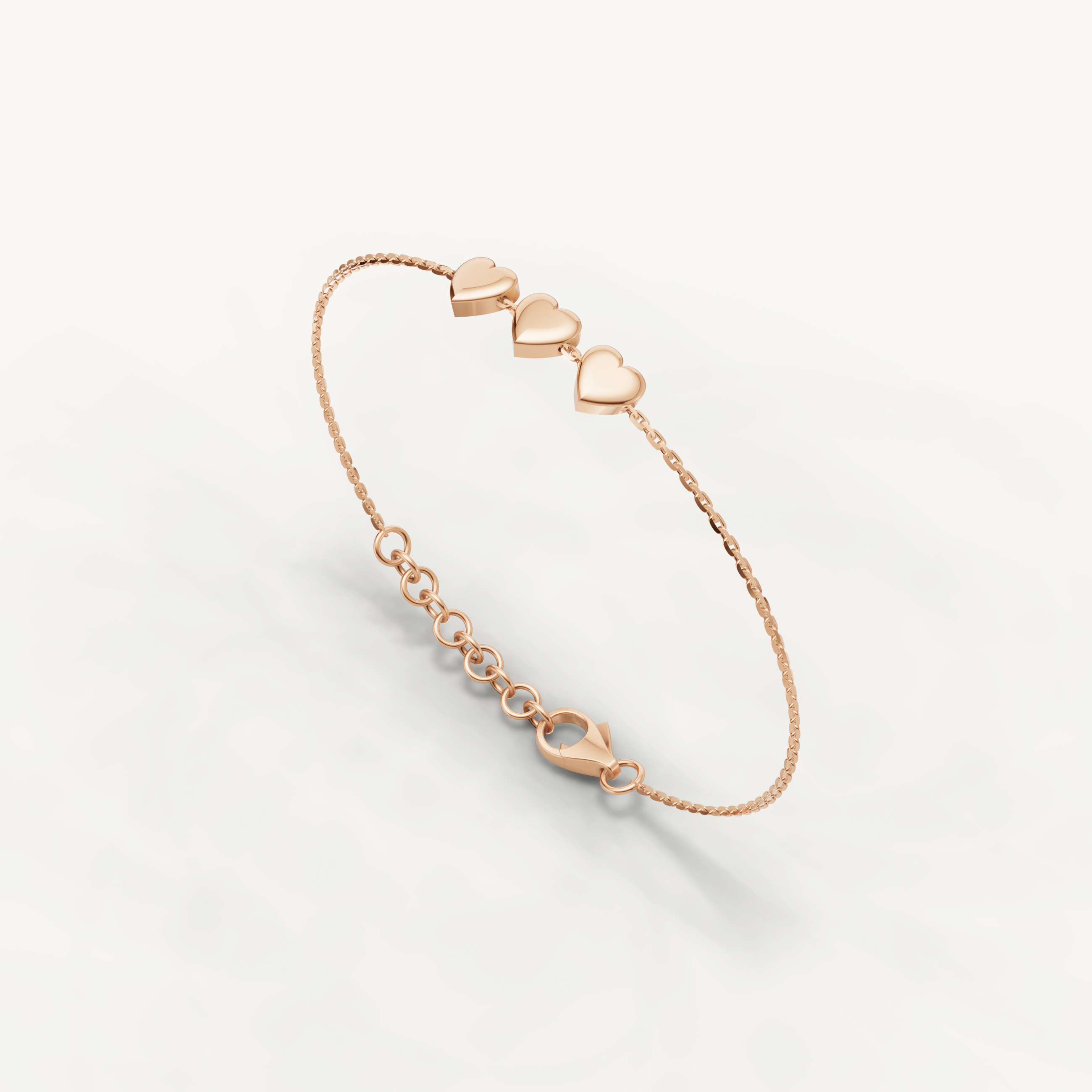 Triple Heart Charm Bracelet in 14K Yellow Gold