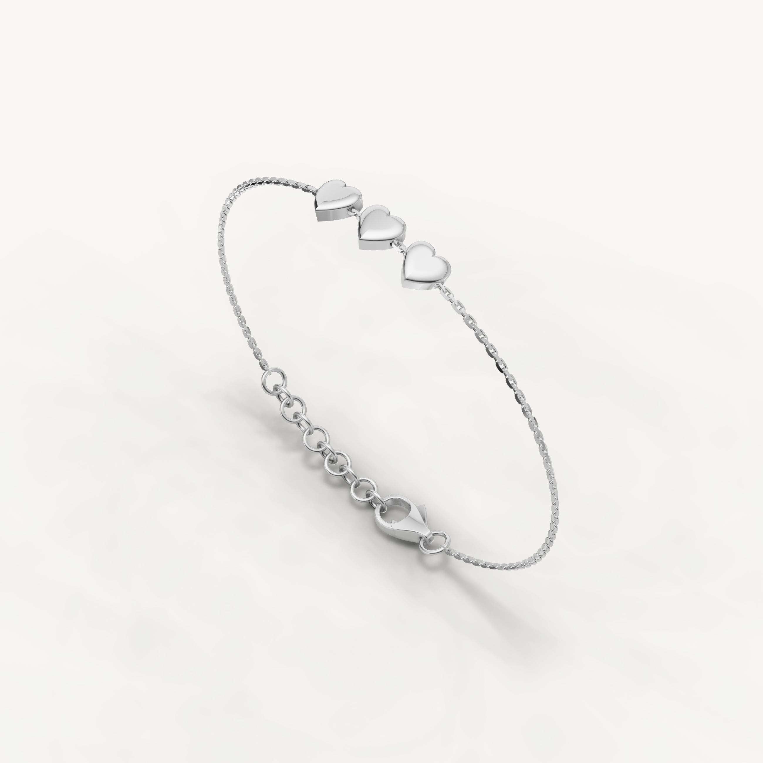 Triple Heart Charm Bracelet in 14K Yellow Gold