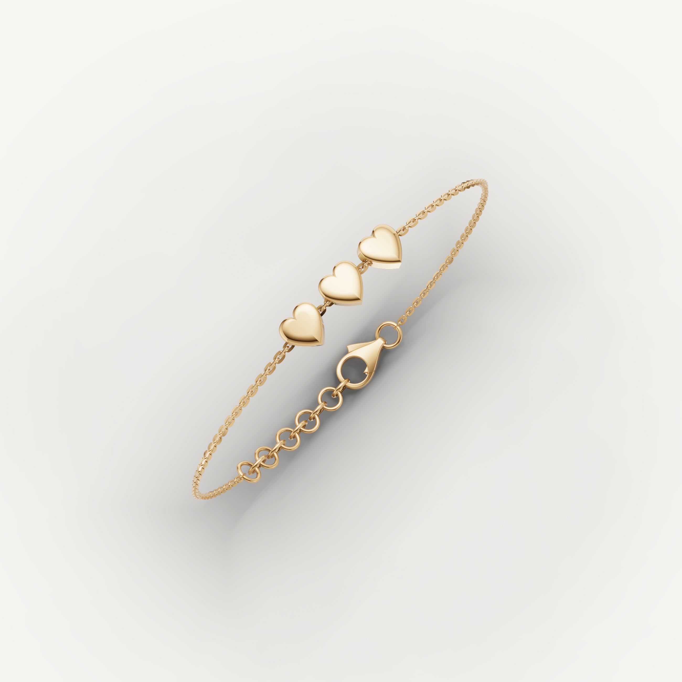 Triple Heart Charm Bracelet in 14K Yellow Gold