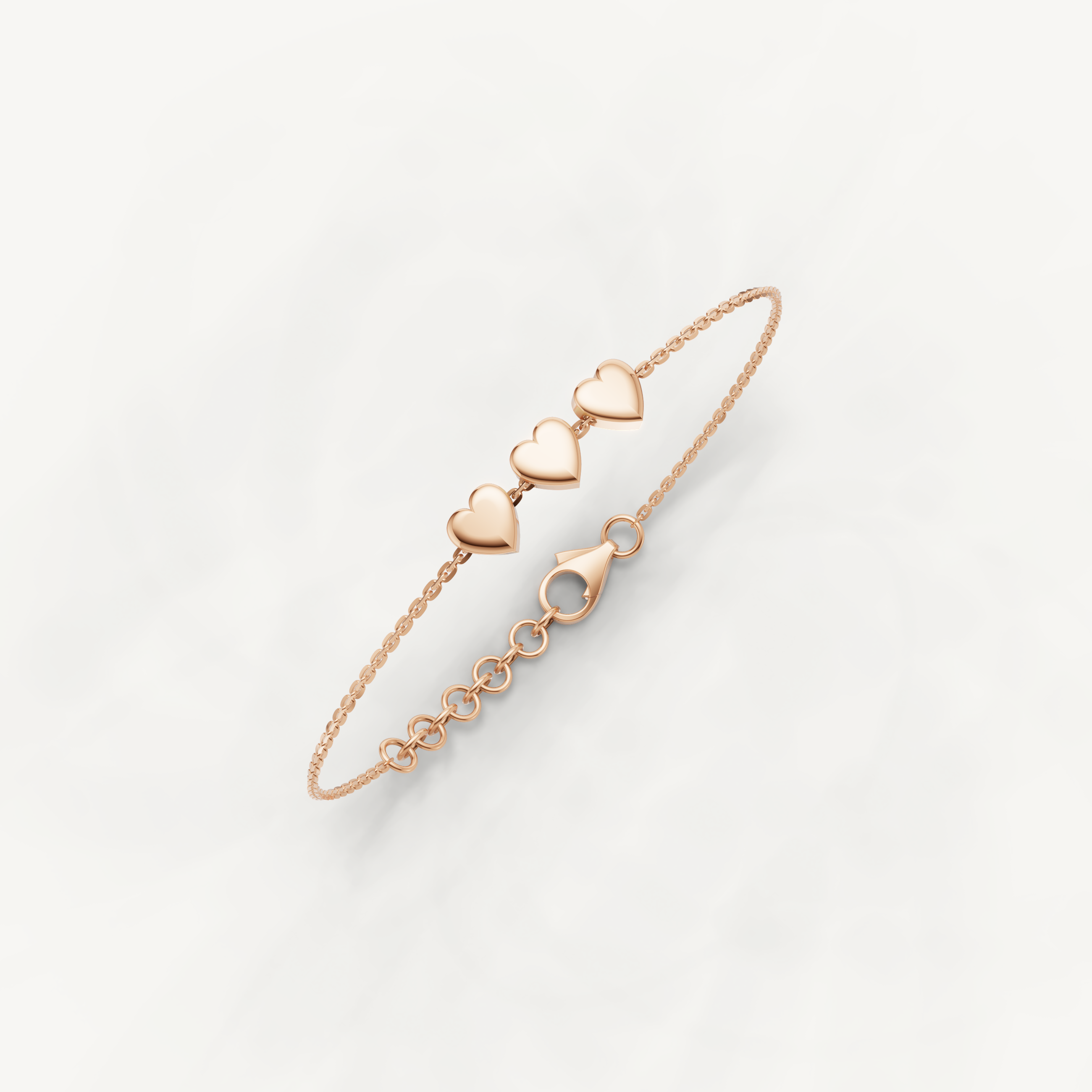 Triple Heart Charm Bracelet in 14K Yellow Gold