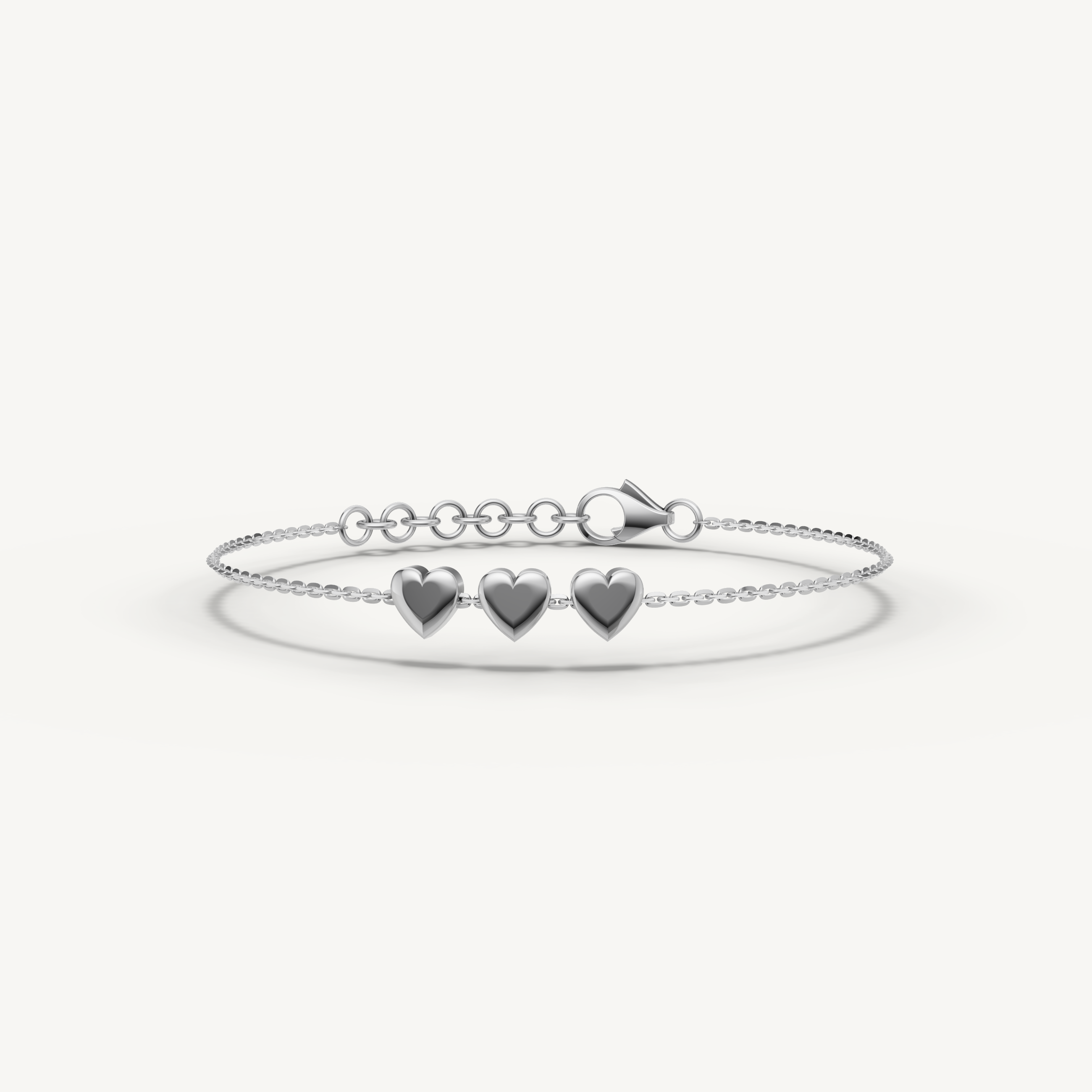 Triple Heart Charm Bracelet in 14K Yellow Gold