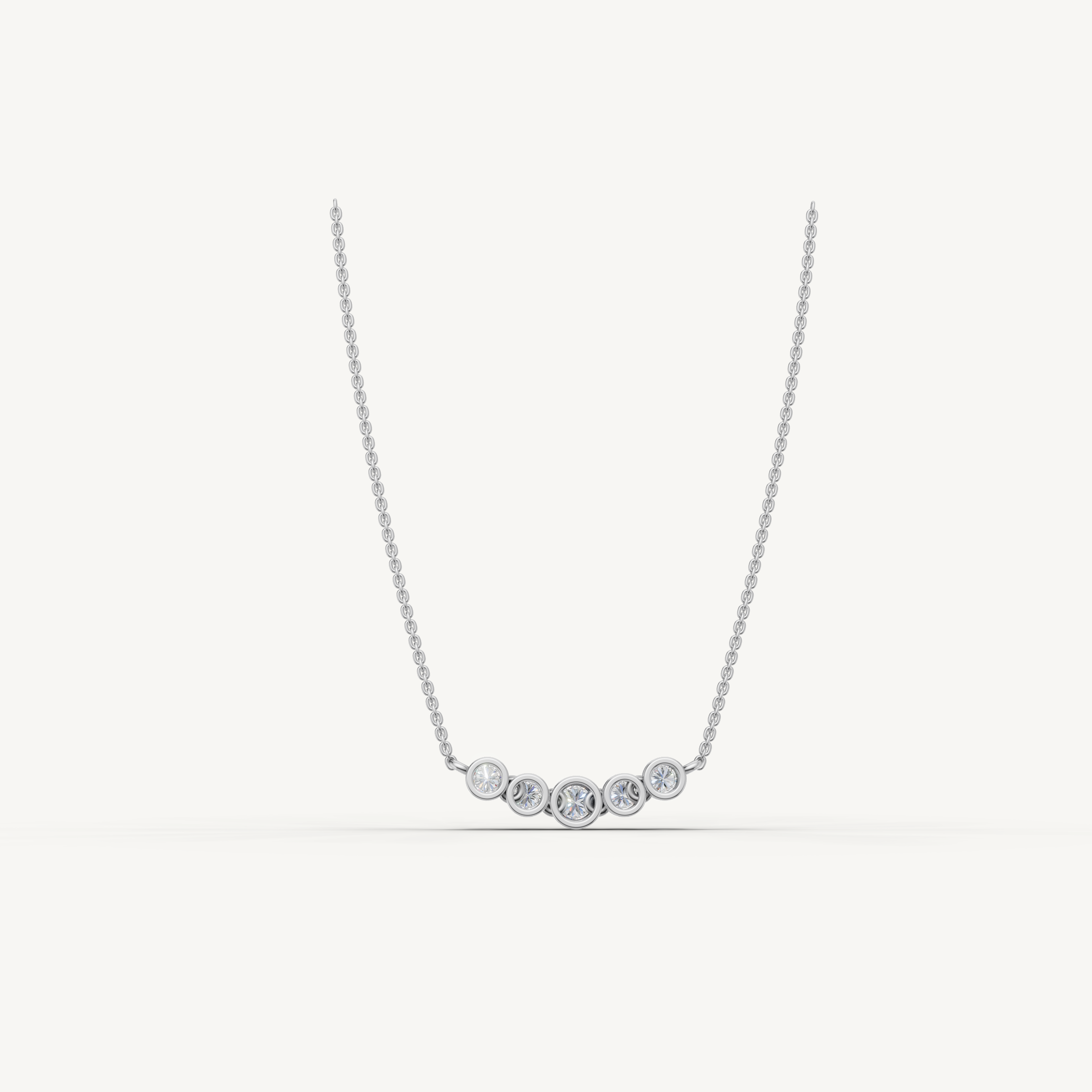 Five Stone Lab Grown Diamond Station Necklace in 14K Rose Gold