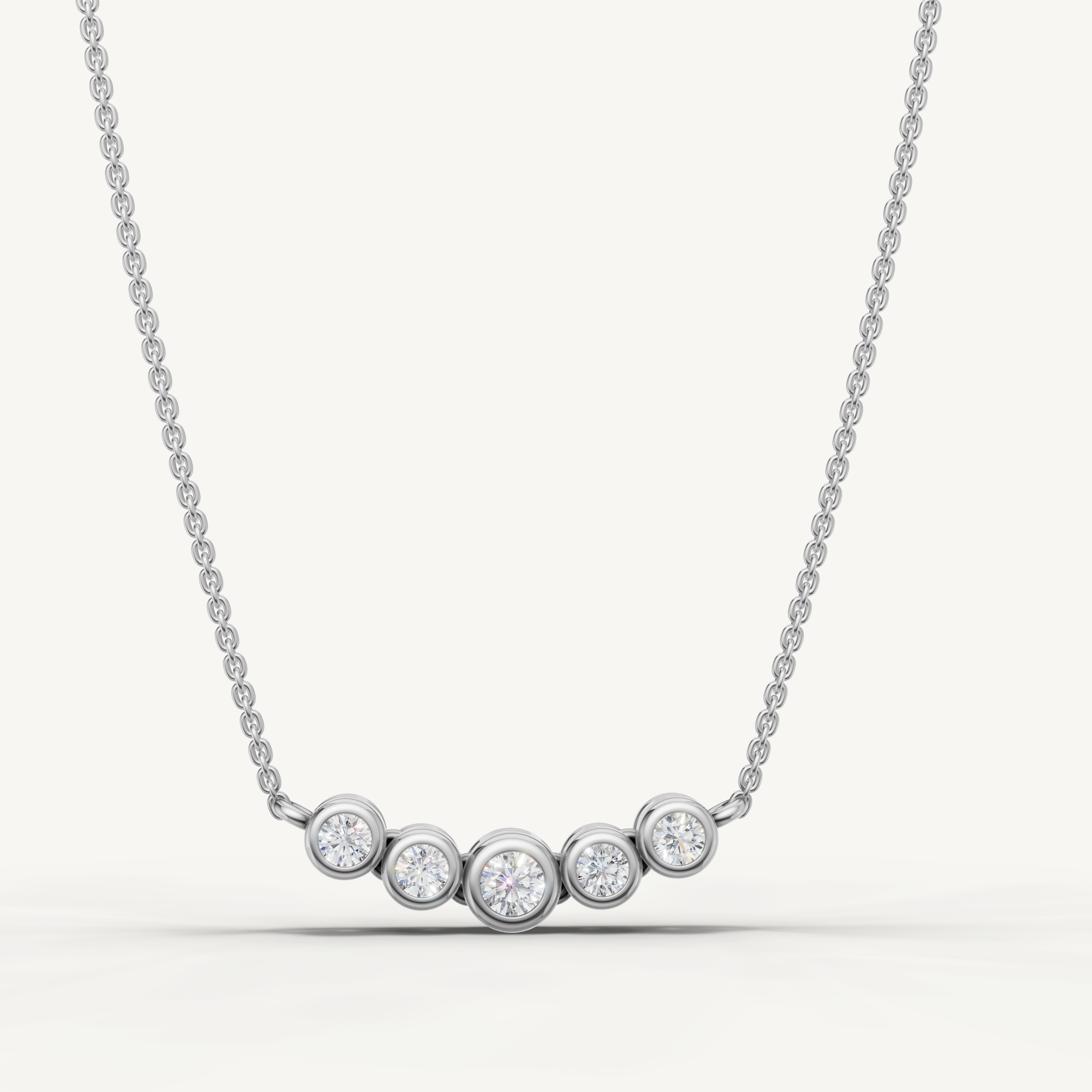 Five Stone Lab Grown Diamond Station Necklace in 14K Rose Gold