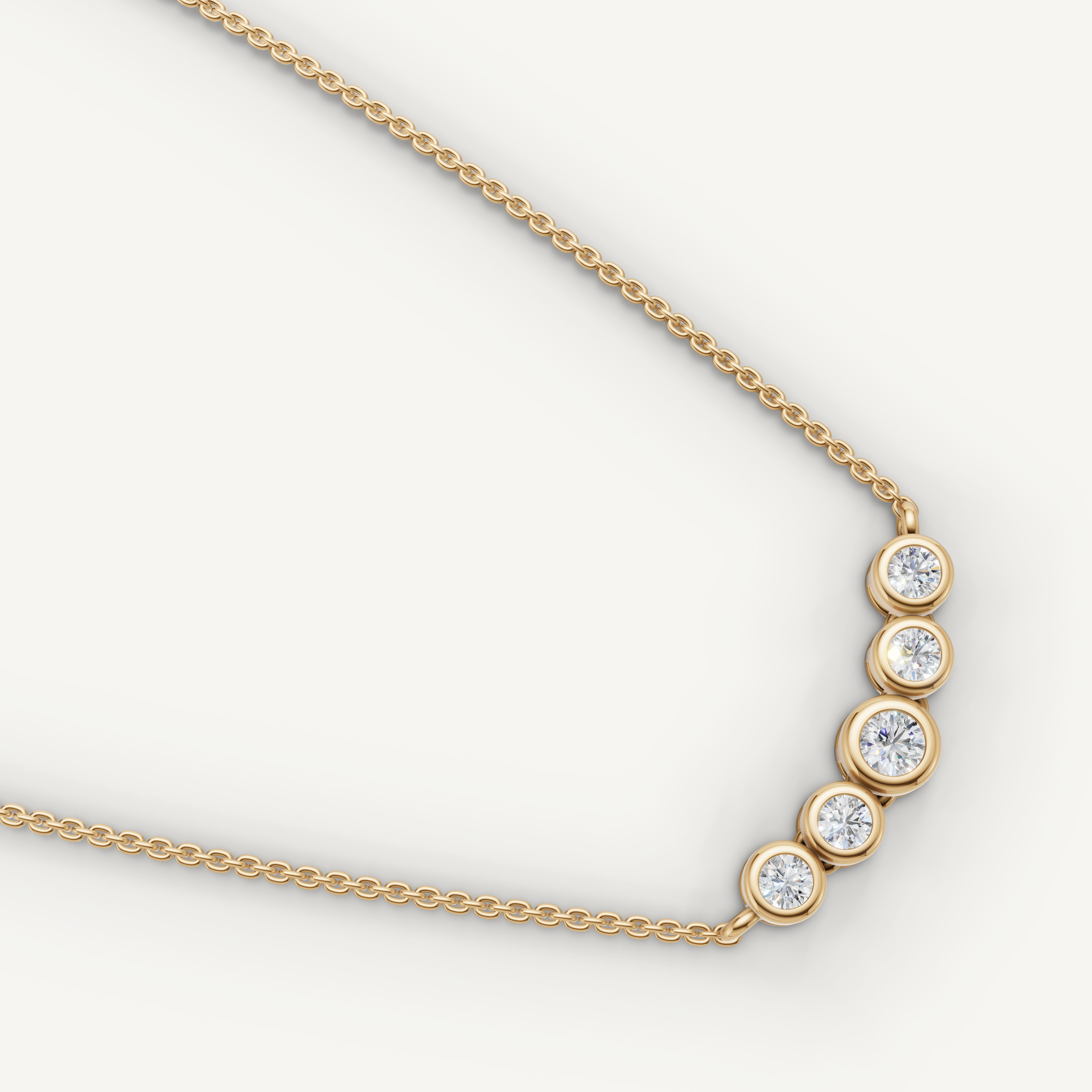 Five Stone Lab Grown Diamond Station Necklace in 14K Rose Gold