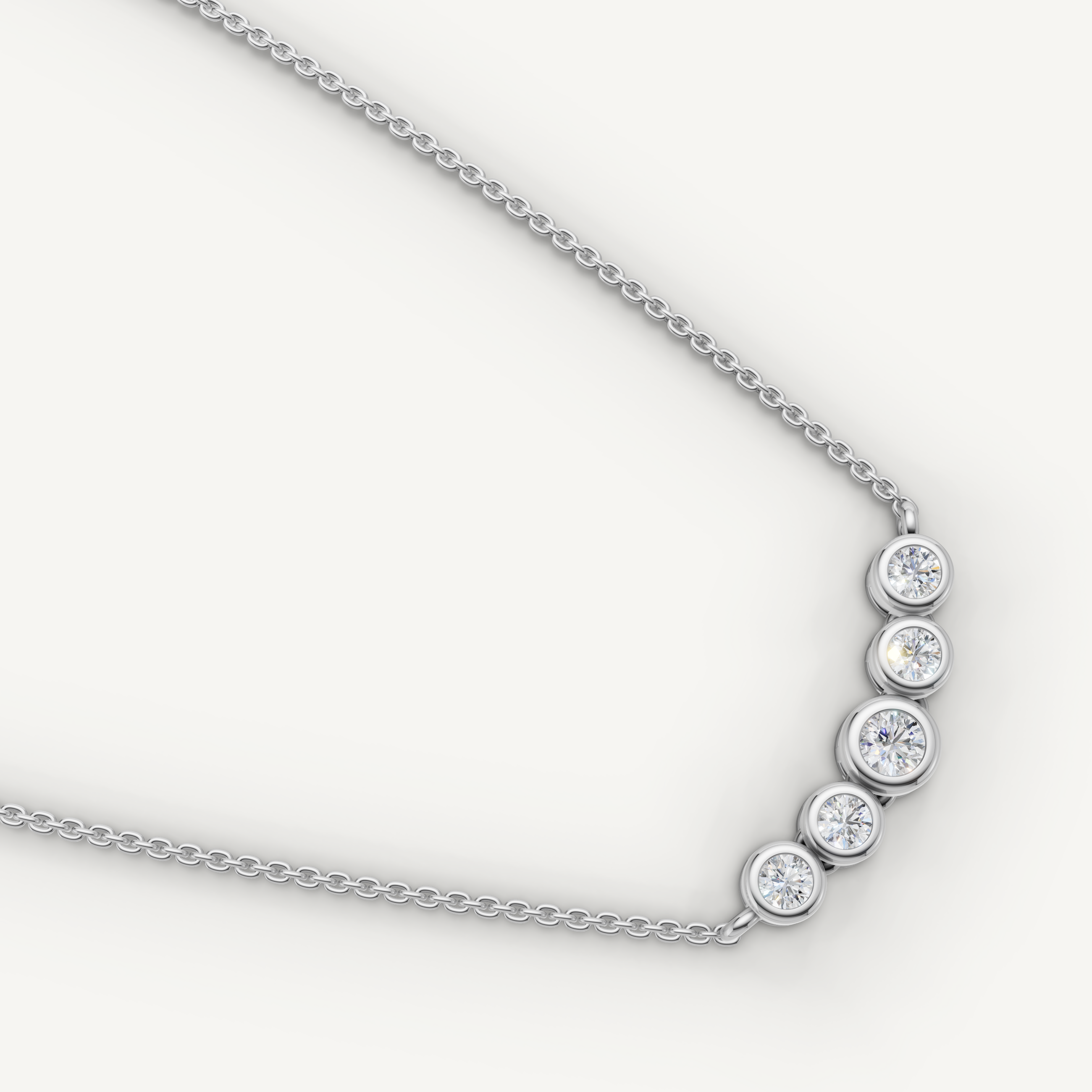 Five Stone Lab Grown Diamond Station Necklace in 14K Rose Gold