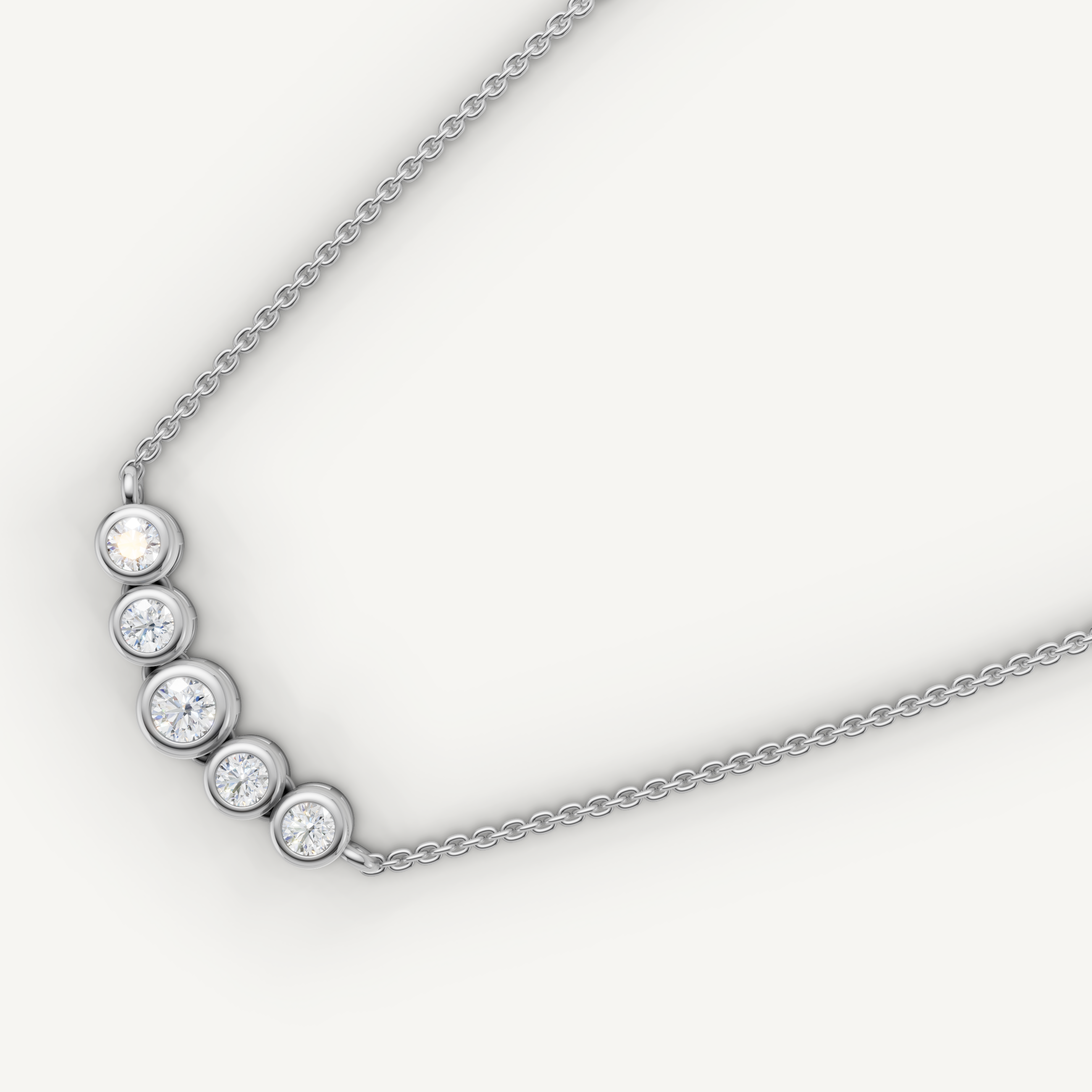 Five Stone Lab Grown Diamond Station Necklace in 14K Rose Gold