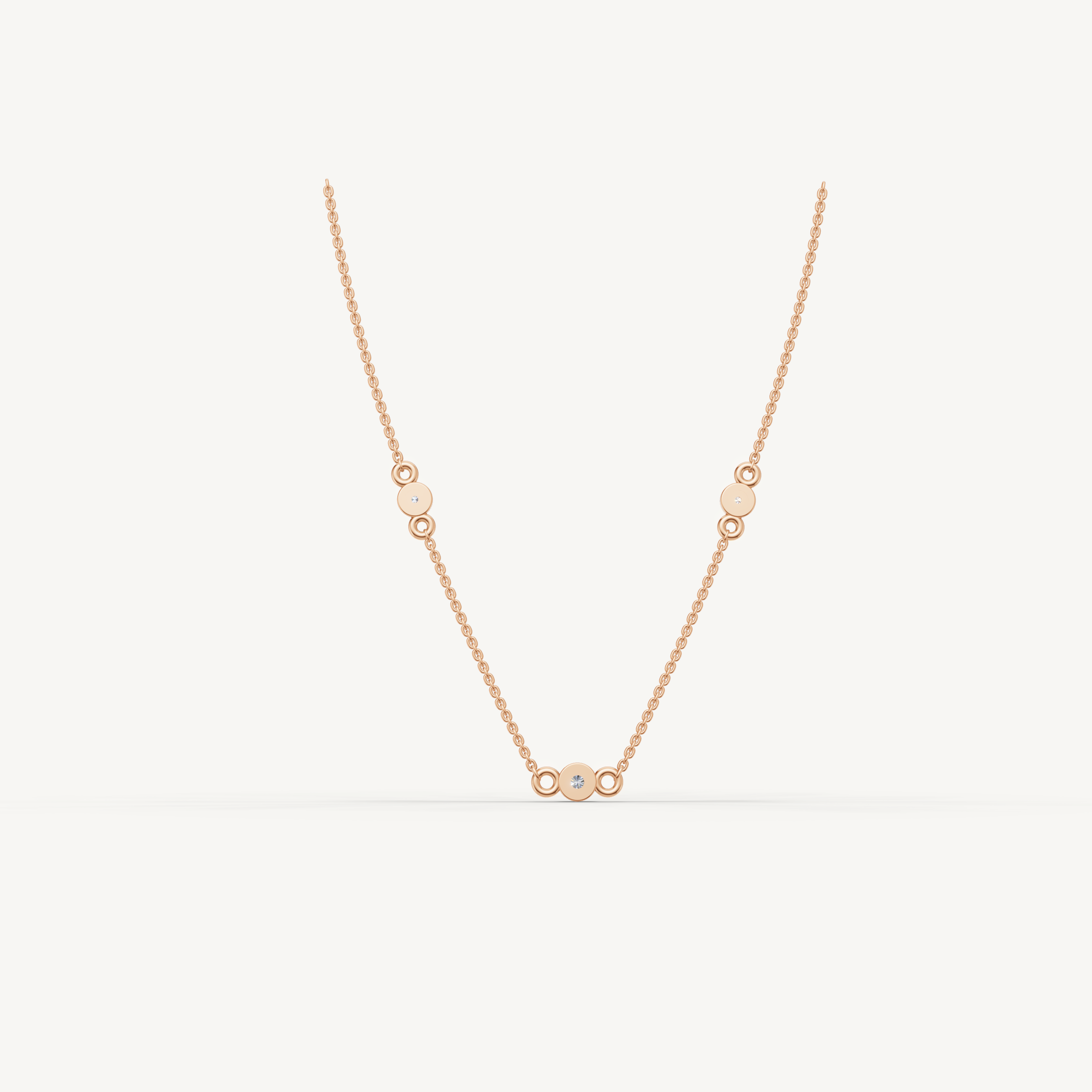 Three Station Lab Grown Diamond Necklace in 14K Yellow Gold