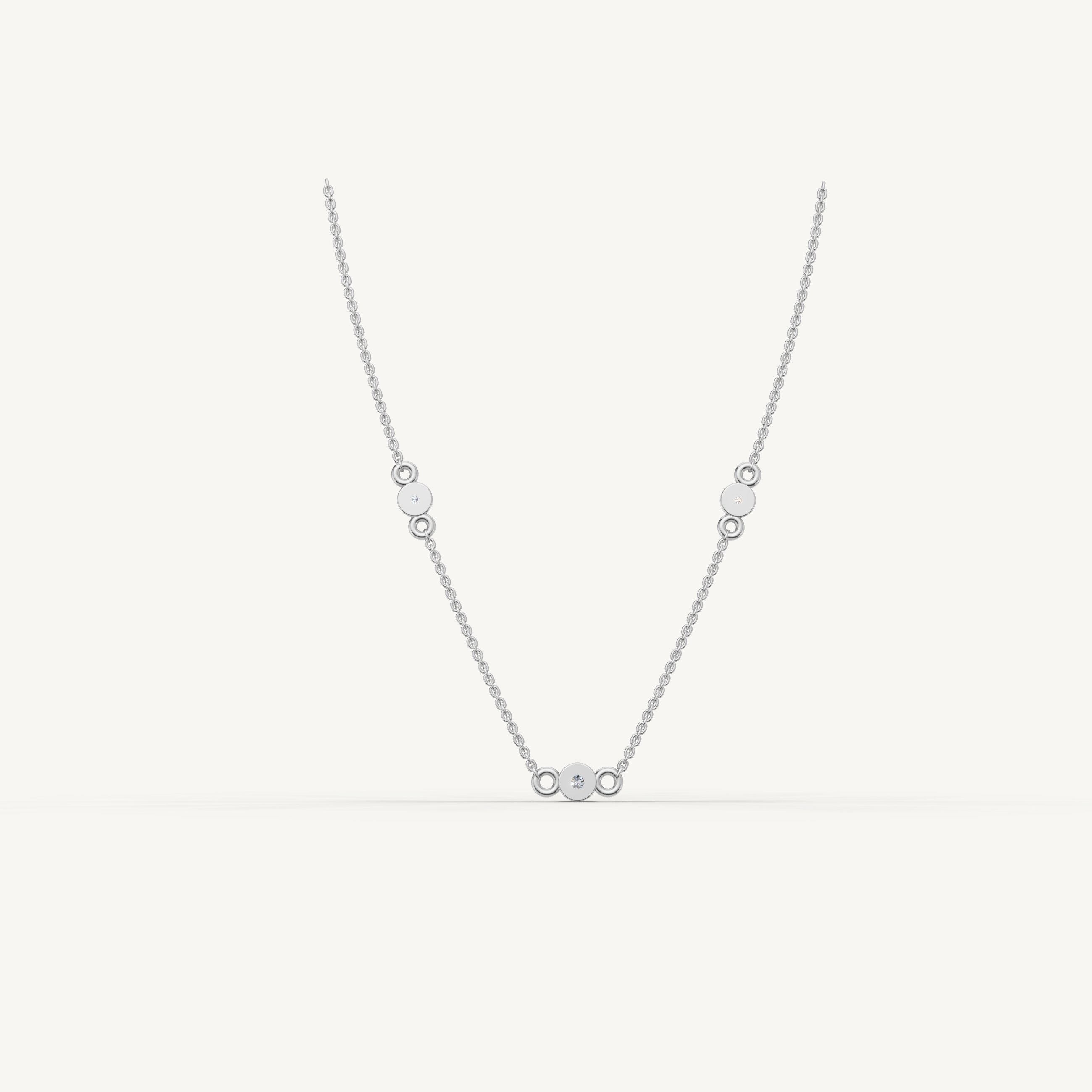 Three Station Lab Grown Diamond Necklace in 14K Yellow Gold