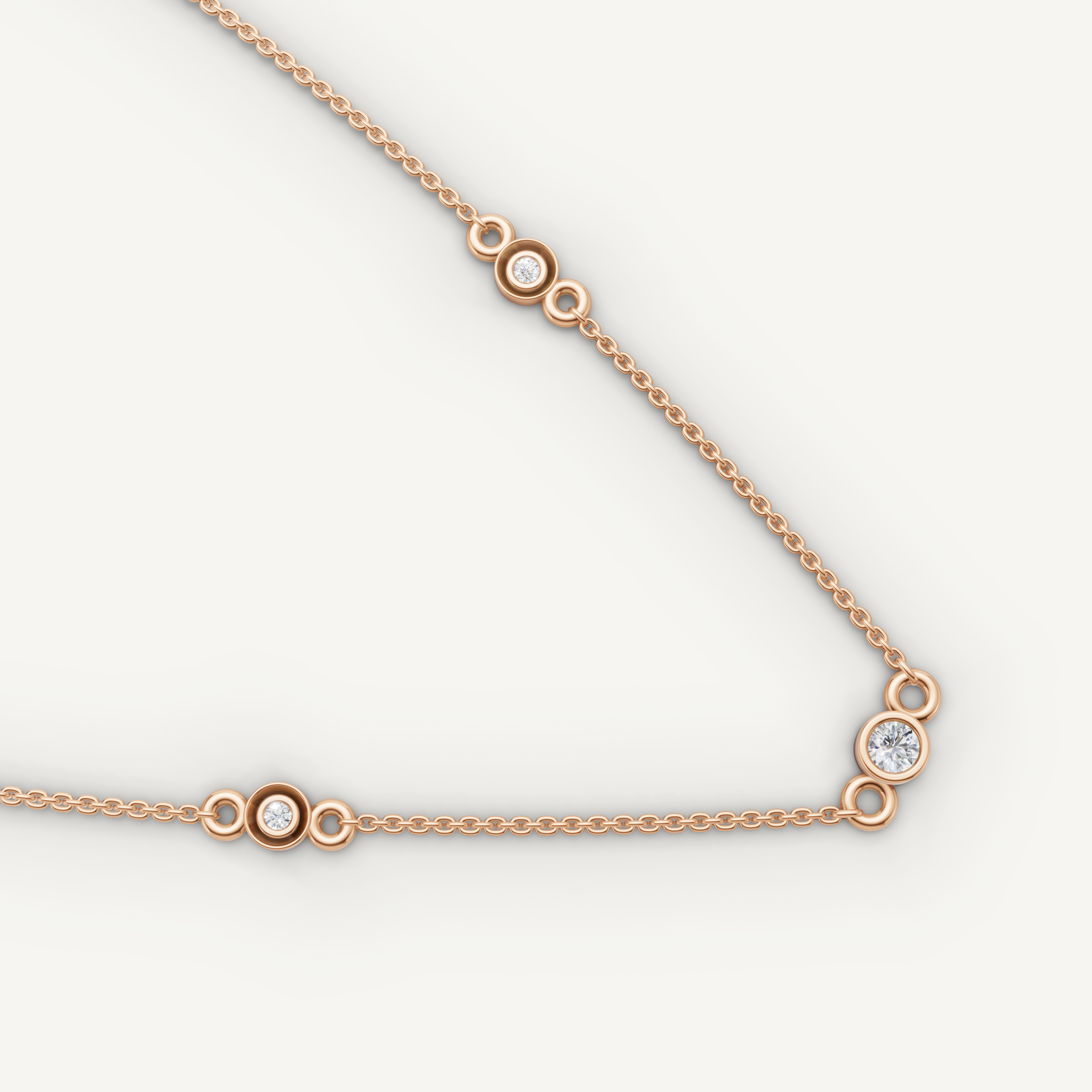 Three Station Lab Grown Diamond Necklace in 14K Yellow Gold