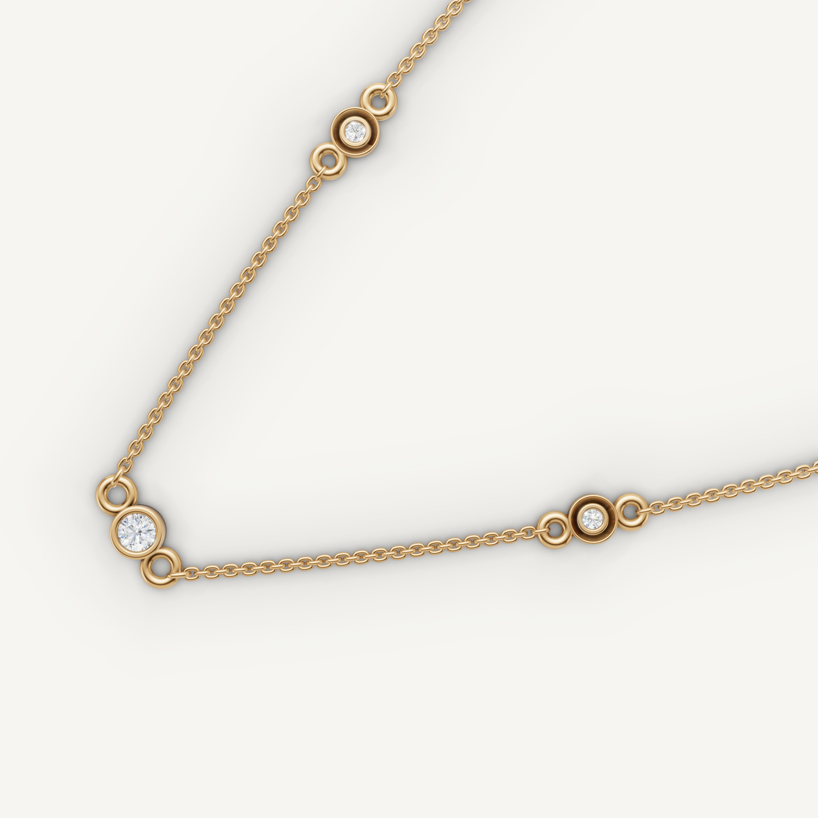 Three Station Lab Grown Diamond Necklace in 14K Yellow Gold