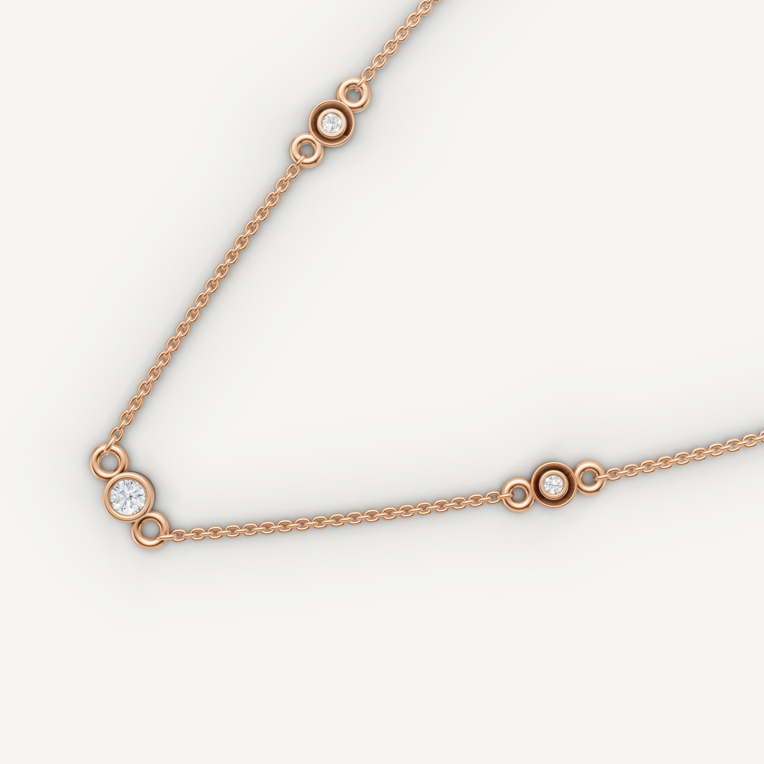 Three Station Lab Grown Diamond Necklace in 14K Yellow Gold