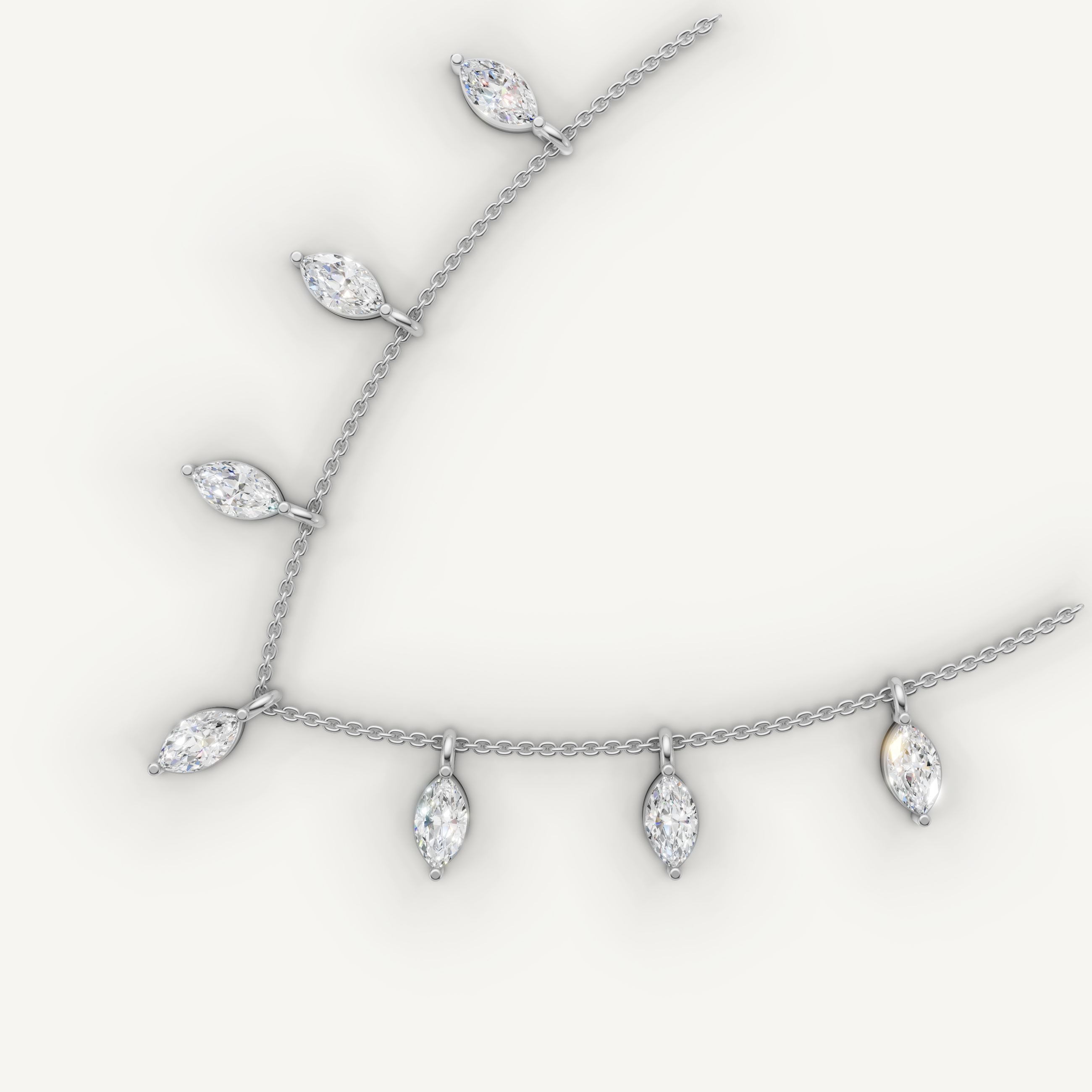 Marquise Lab Grown Diamond Station Necklace in 14K Yellow Gold