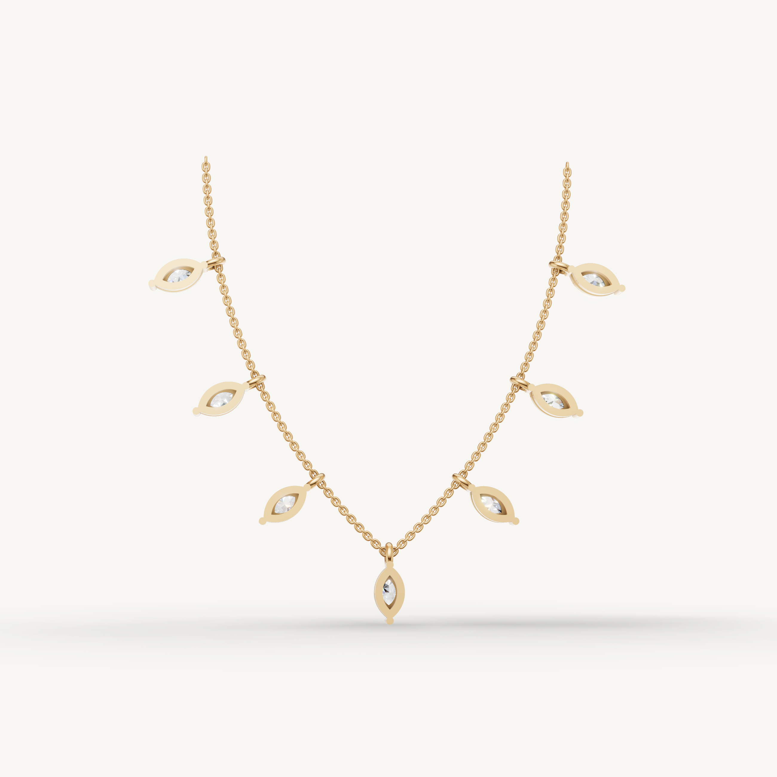 Marquise Lab Grown Diamond Station Necklace in 14K Yellow Gold
