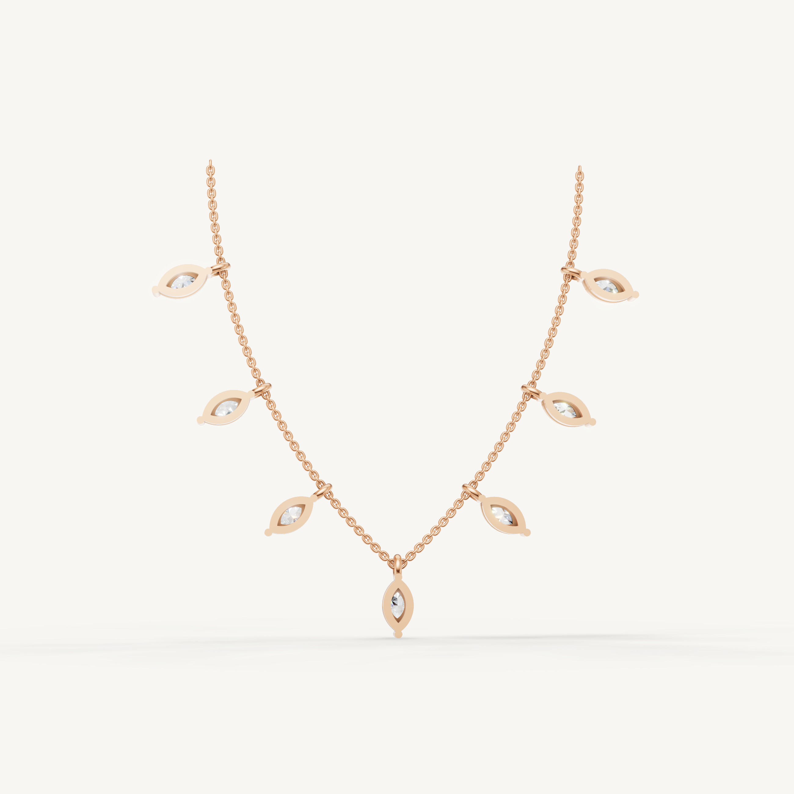 Marquise Lab Grown Diamond Station Necklace in 14K Yellow Gold