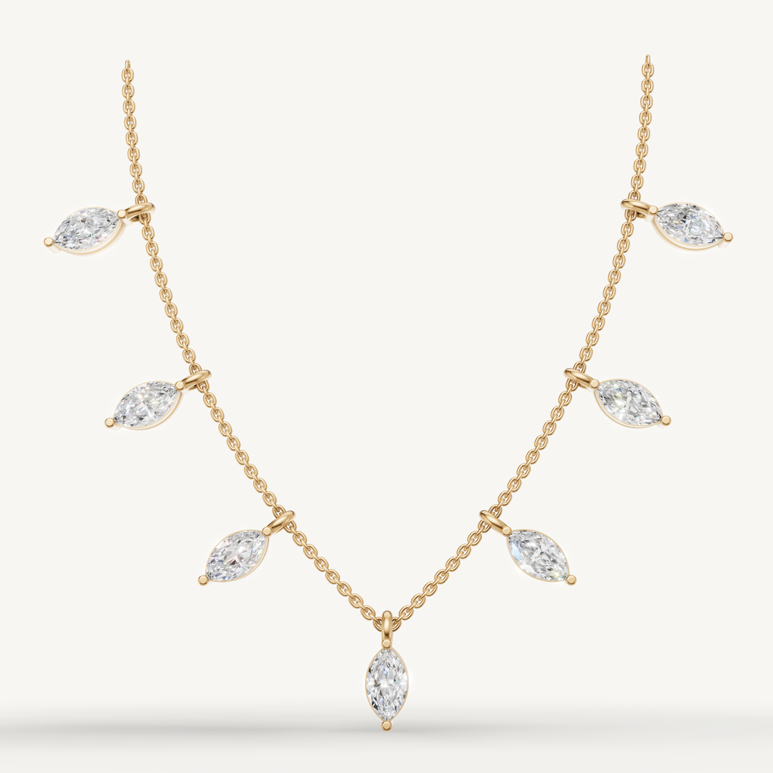 Marquise Lab Grown Diamond Station Necklace in 14K Yellow Gold