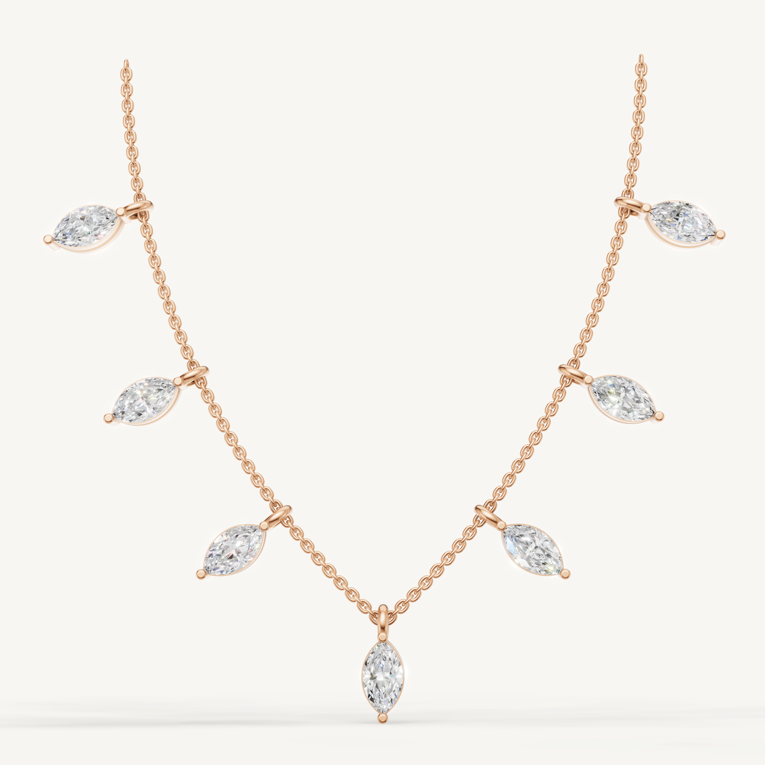 Marquise Lab Grown Diamond Station Necklace in 14K Yellow Gold