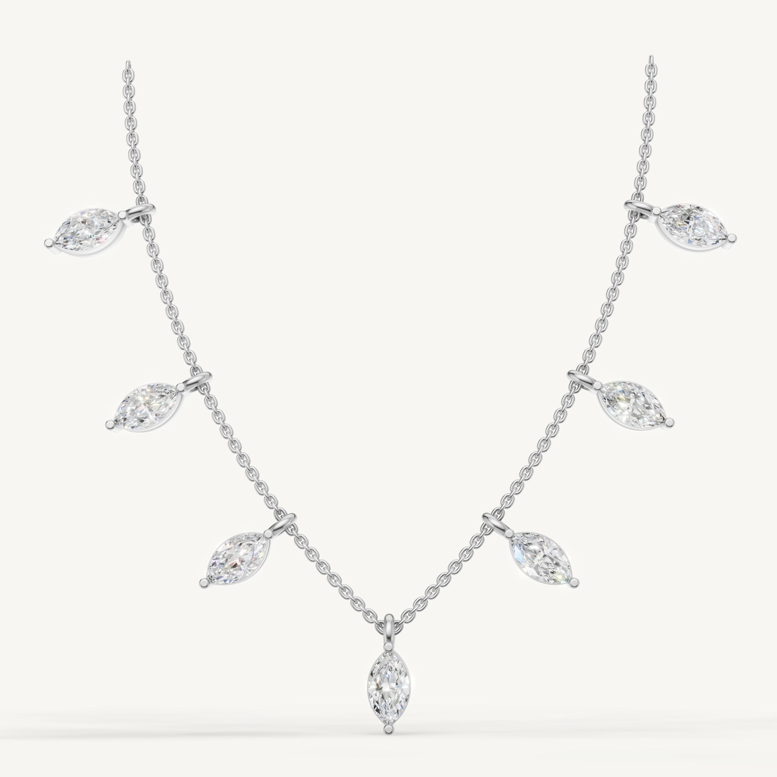 Marquise Lab Grown Diamond Station Necklace in 14K Yellow Gold
