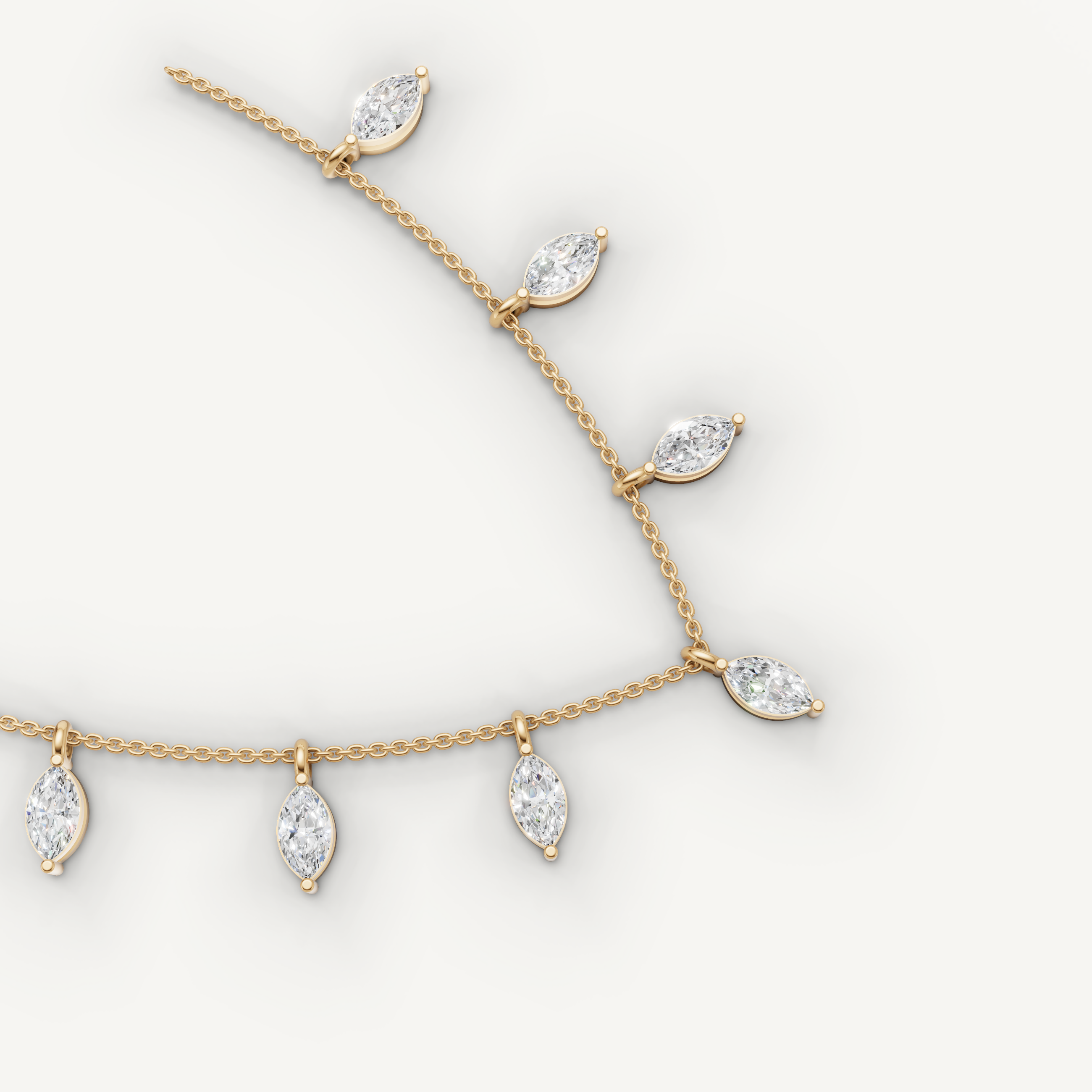 Marquise Lab Grown Diamond Station Necklace in 14K Yellow Gold