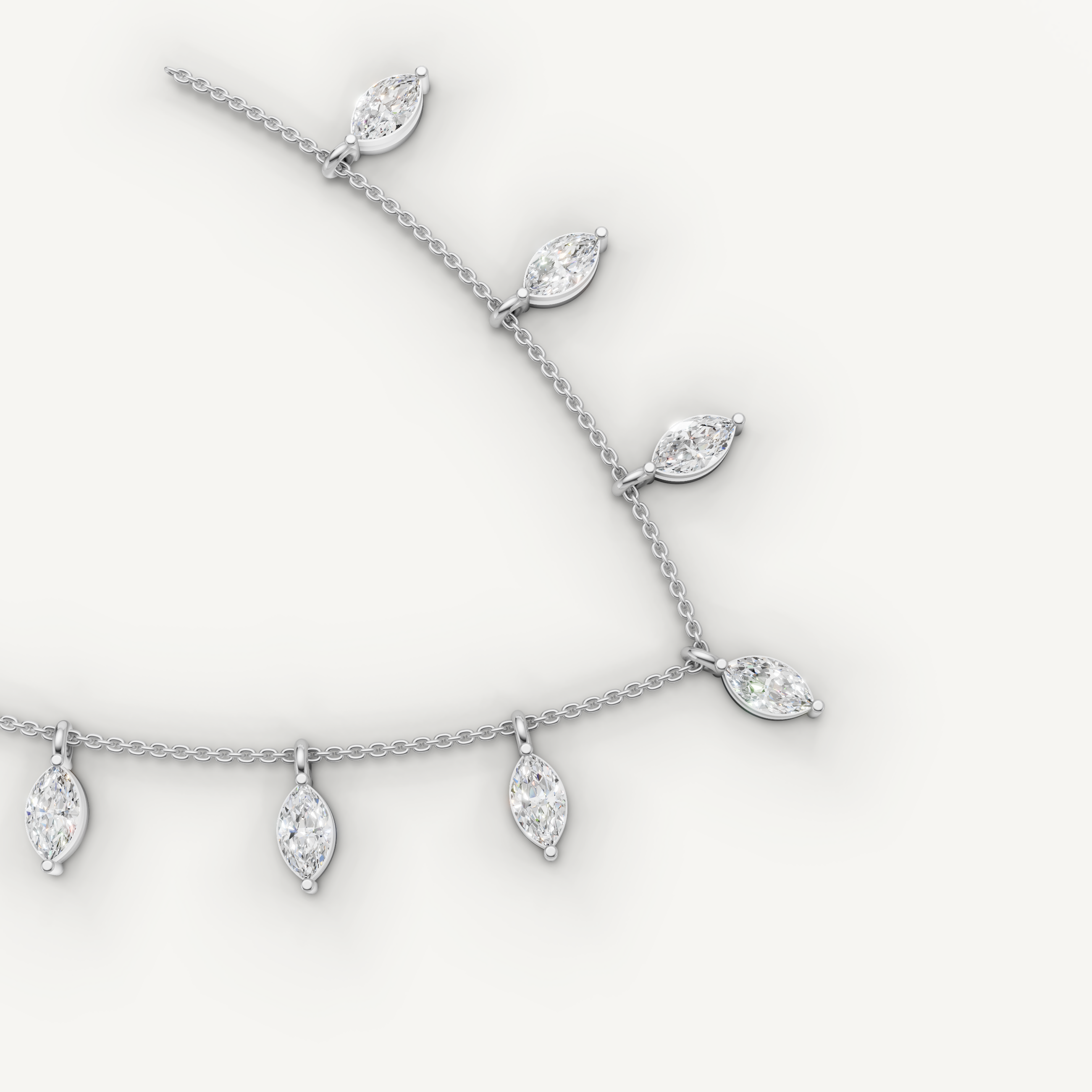 Marquise Lab Grown Diamond Station Necklace in 14K Yellow Gold