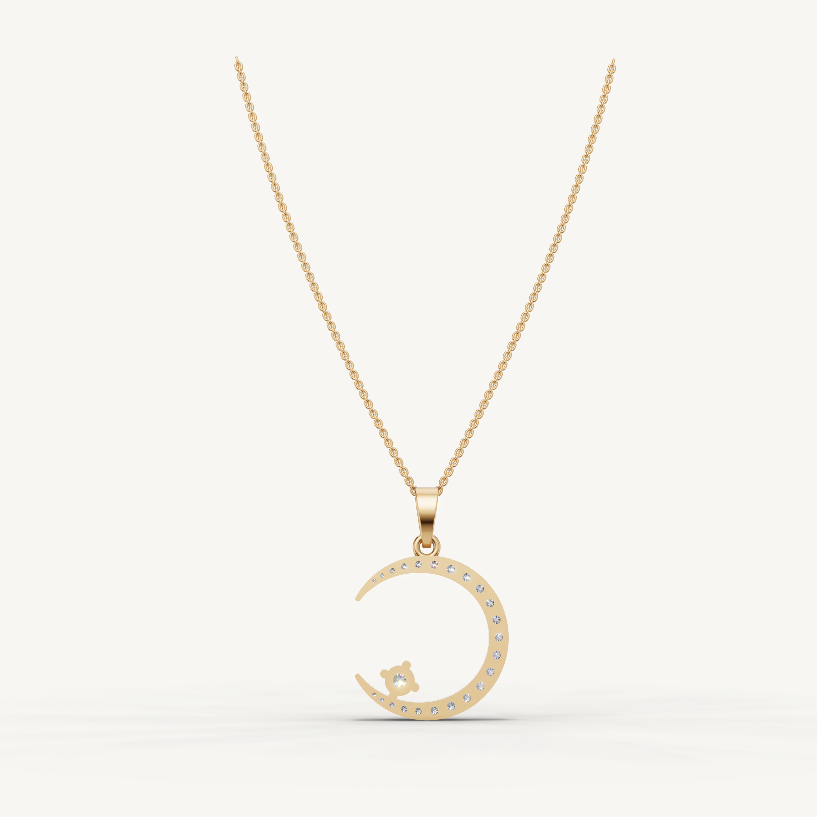 Lab Grown Diamond Crescent Moon Necklace in 14K Gold