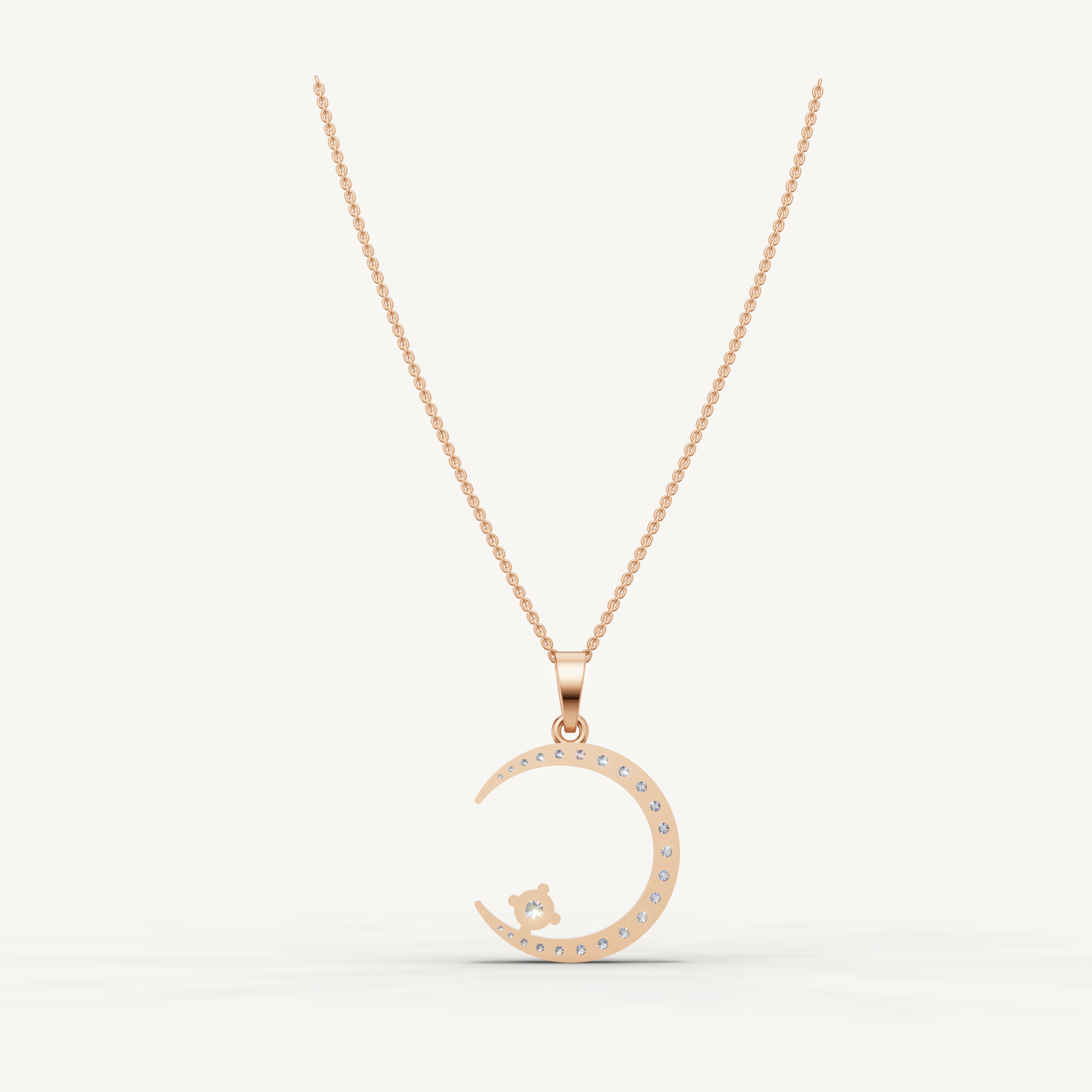 Lab Grown Diamond Crescent Moon Necklace in 14K Gold