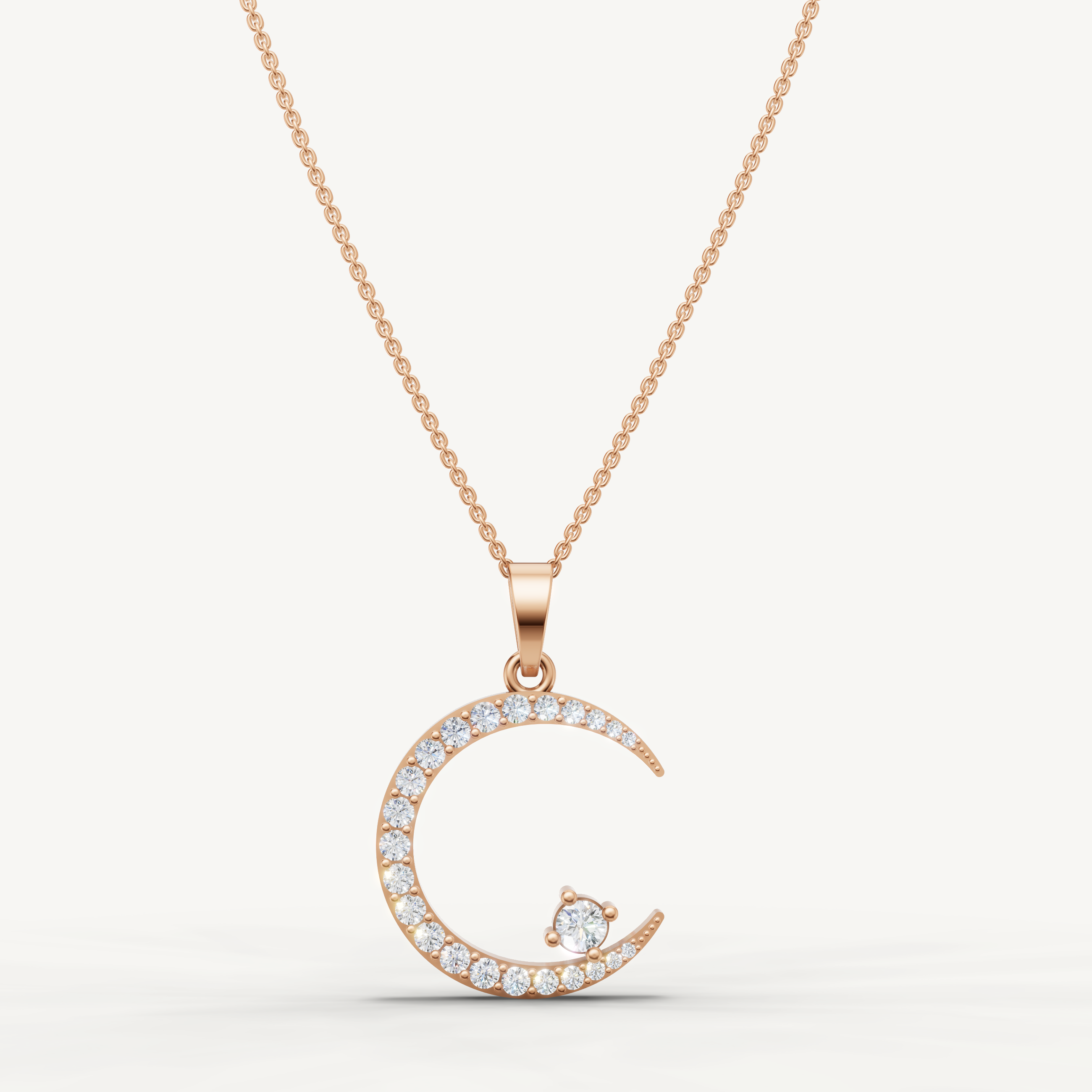 Lab Grown Diamond Crescent Moon Necklace in 14K Gold