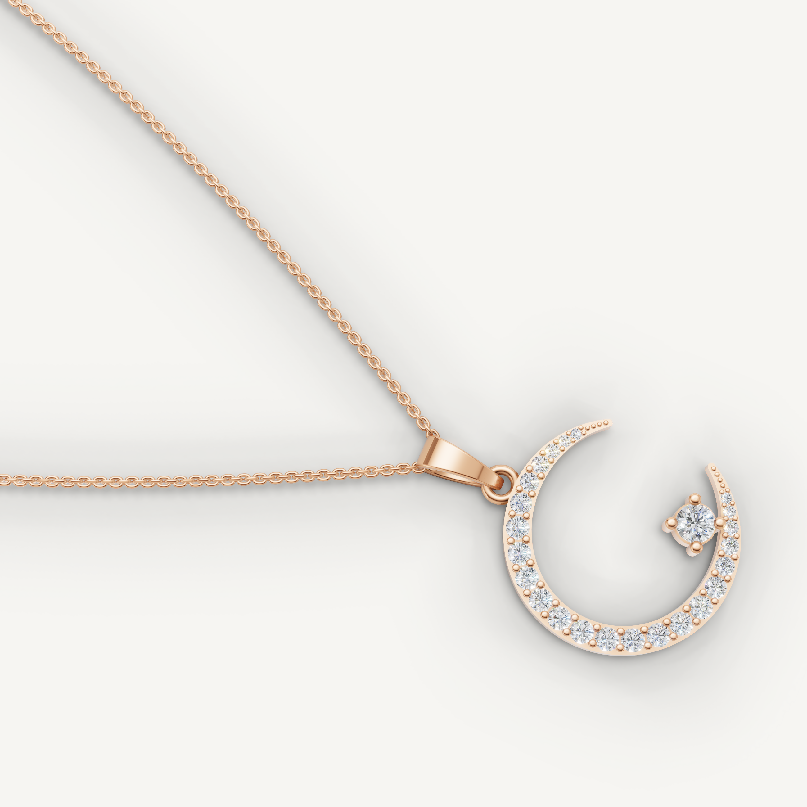 Lab Grown Diamond Crescent Moon Necklace in 14K Gold