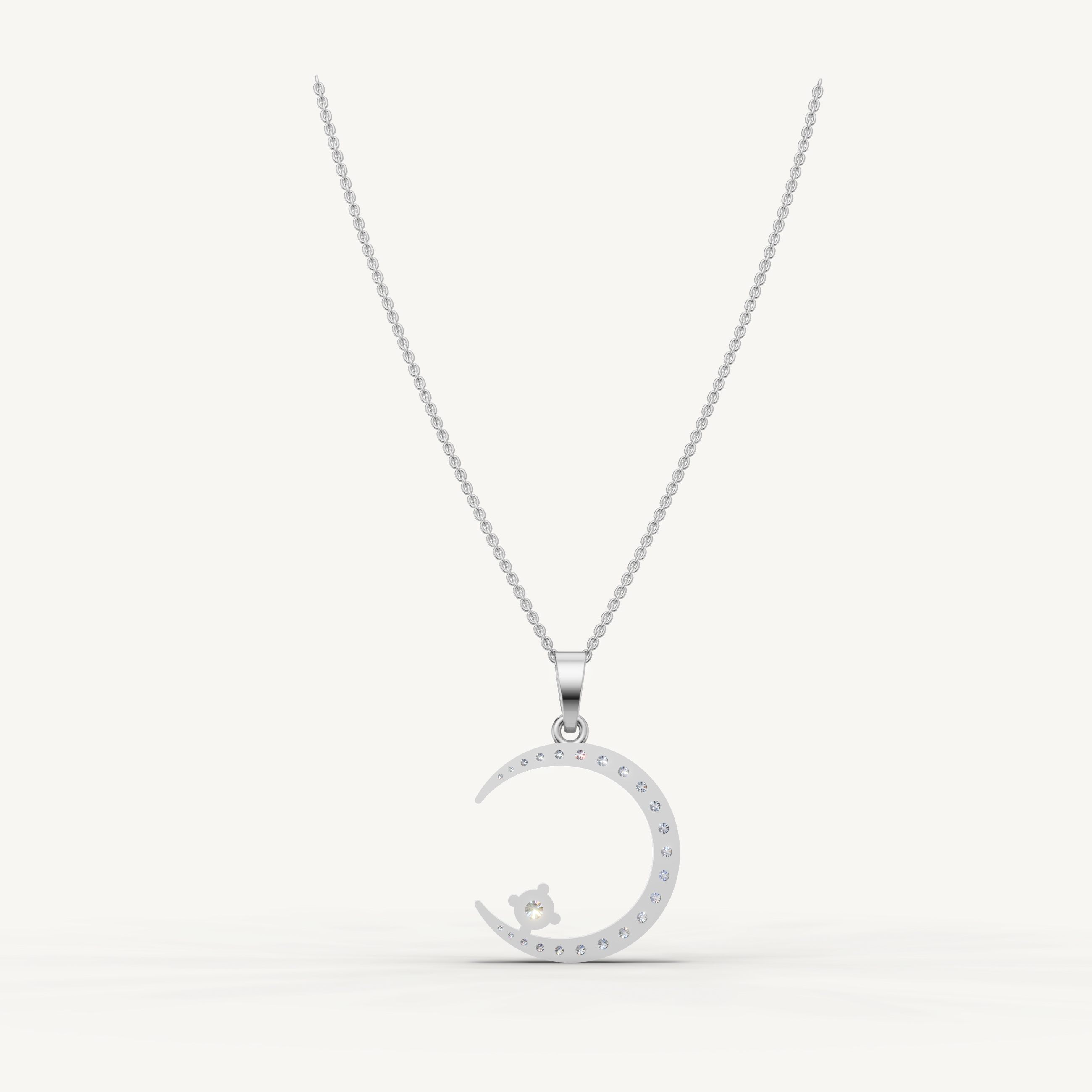 Lab Grown Diamond Crescent Moon Necklace in 14K Gold