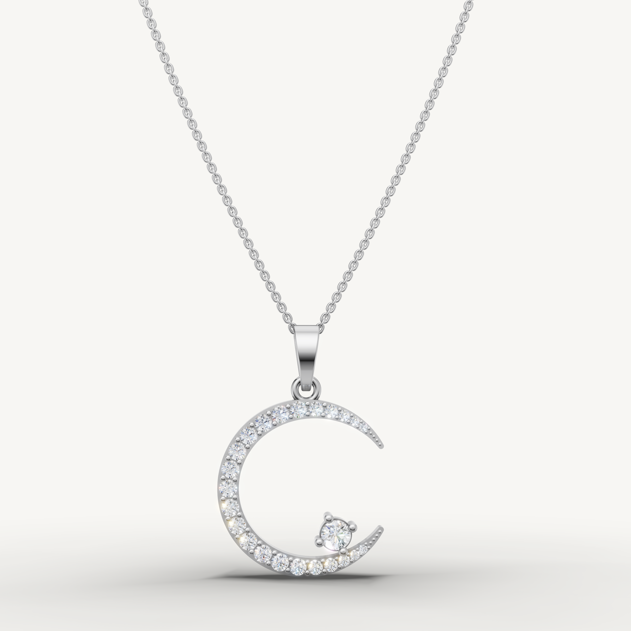 Lab Grown Diamond Crescent Moon Necklace in 14K Gold