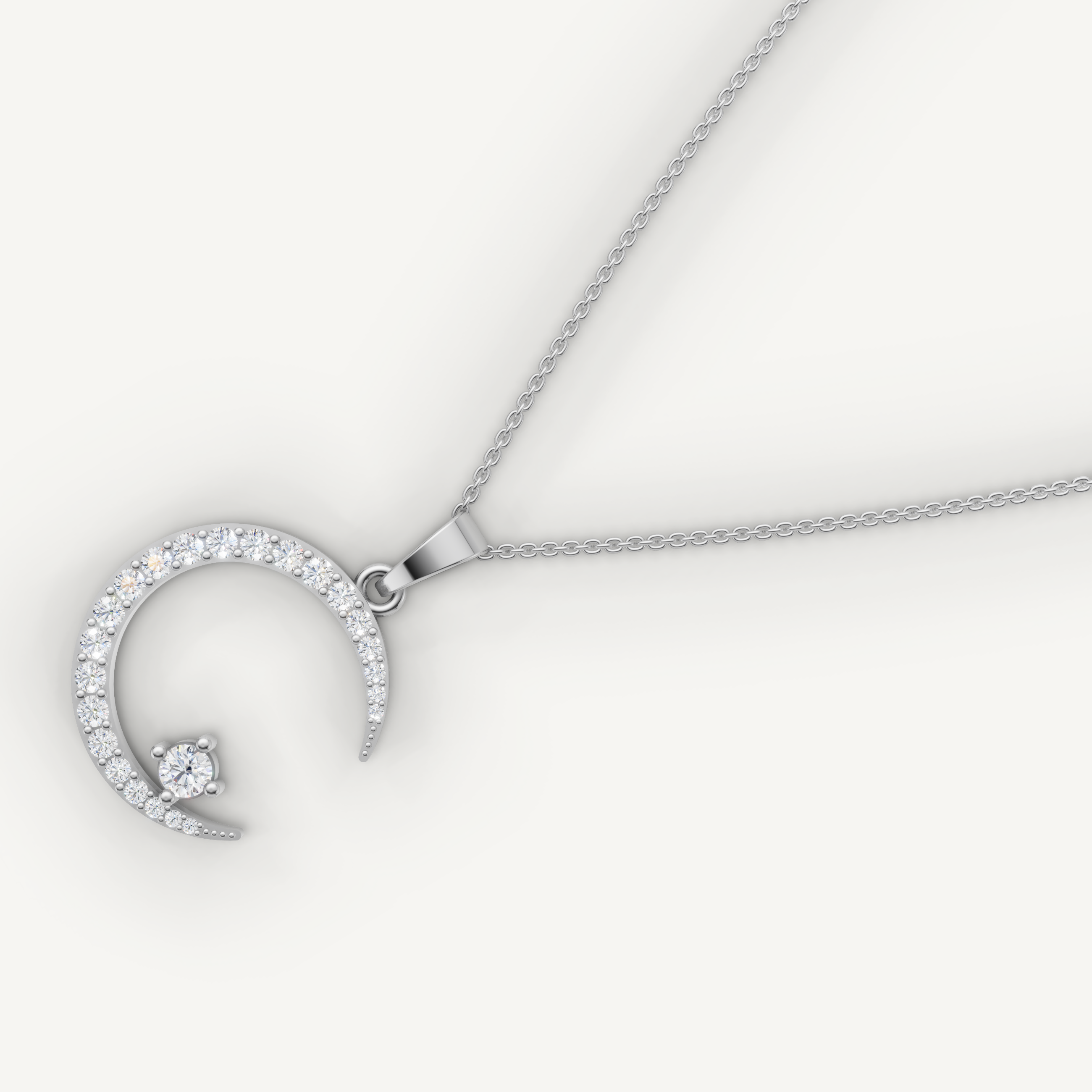 Lab Grown Diamond Crescent Moon Necklace in 14K Gold