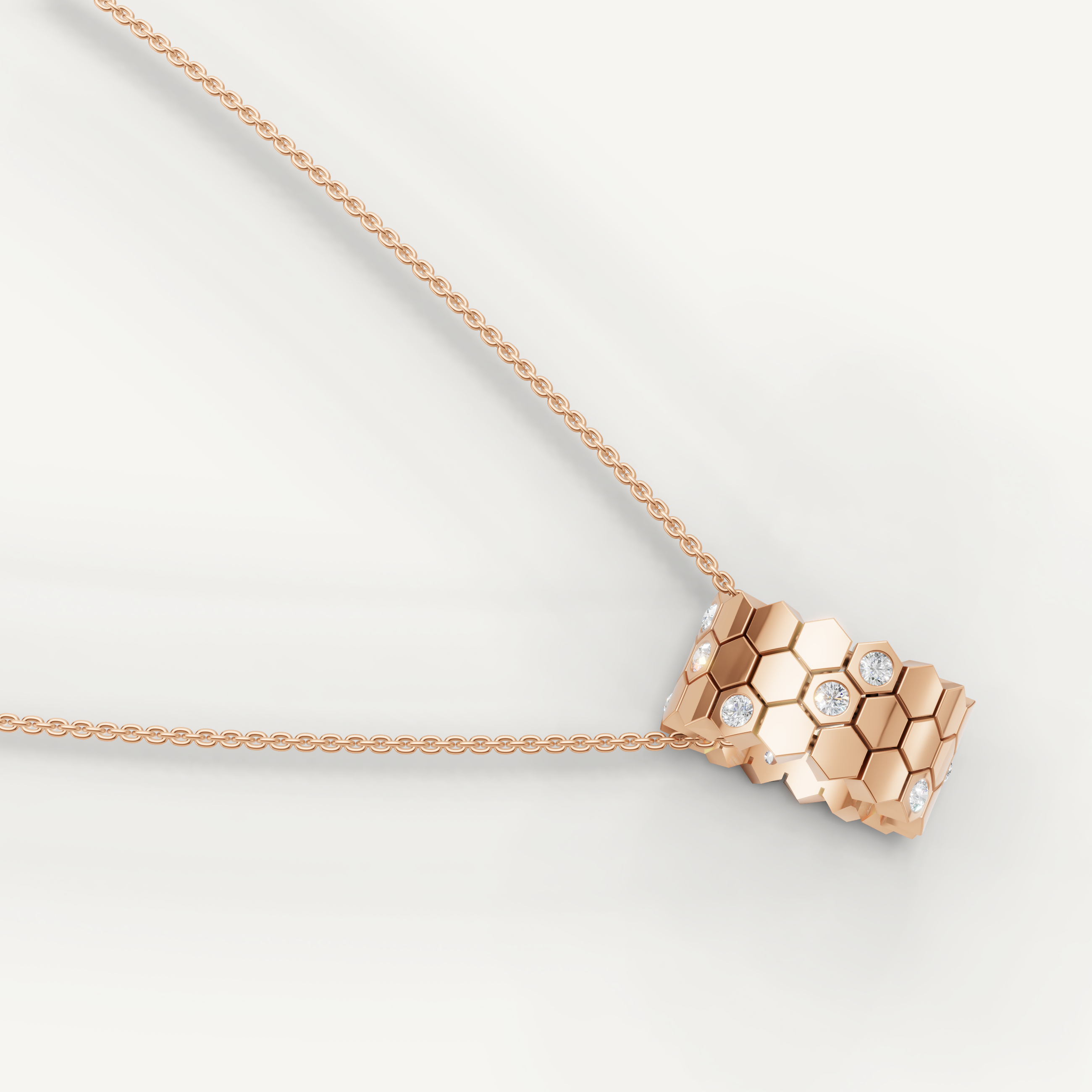 Lab Grown Diamond Honeycomb Pendant Necklace in 14K Yellow Gold