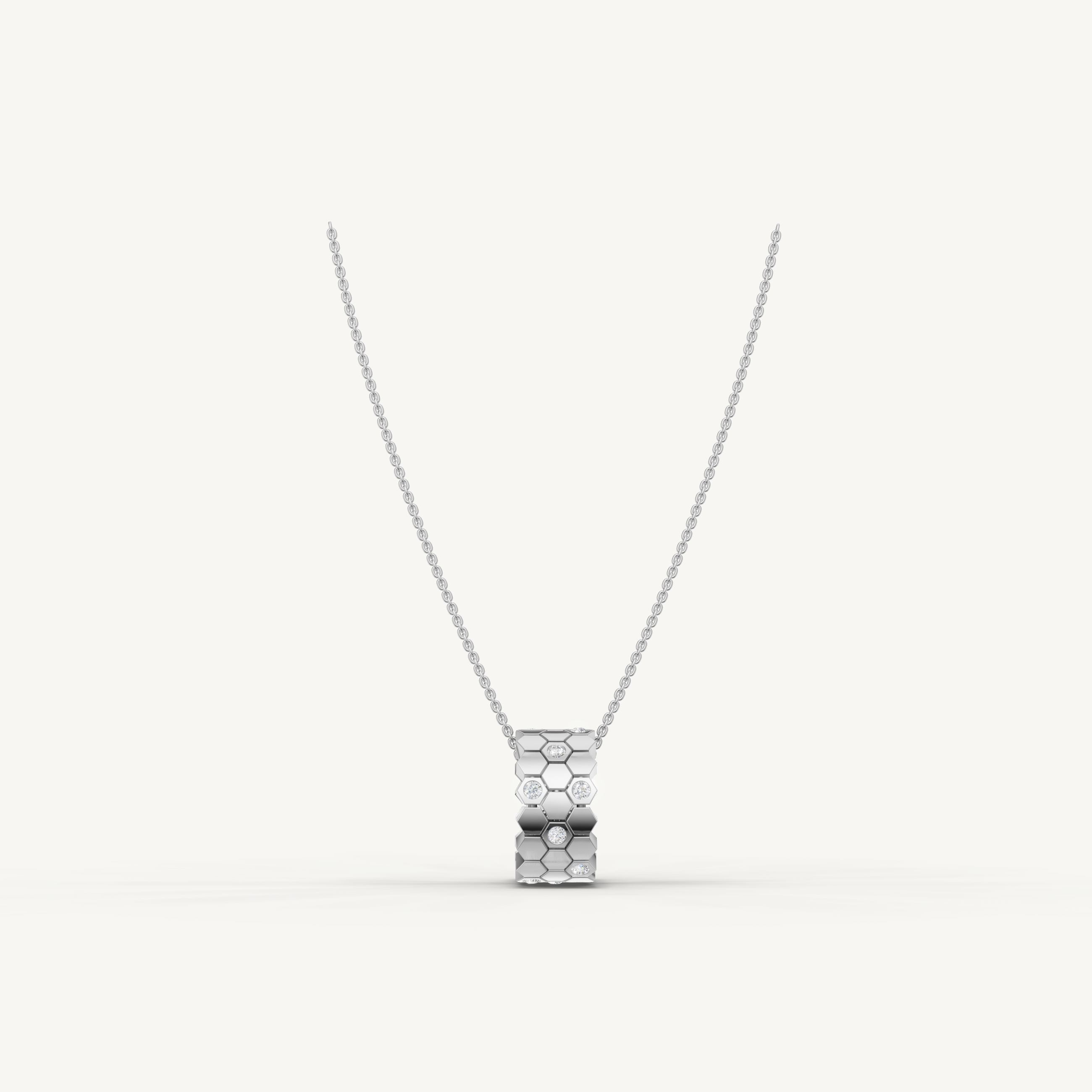 Lab Grown Diamond Honeycomb Pendant Necklace in 14K Yellow Gold