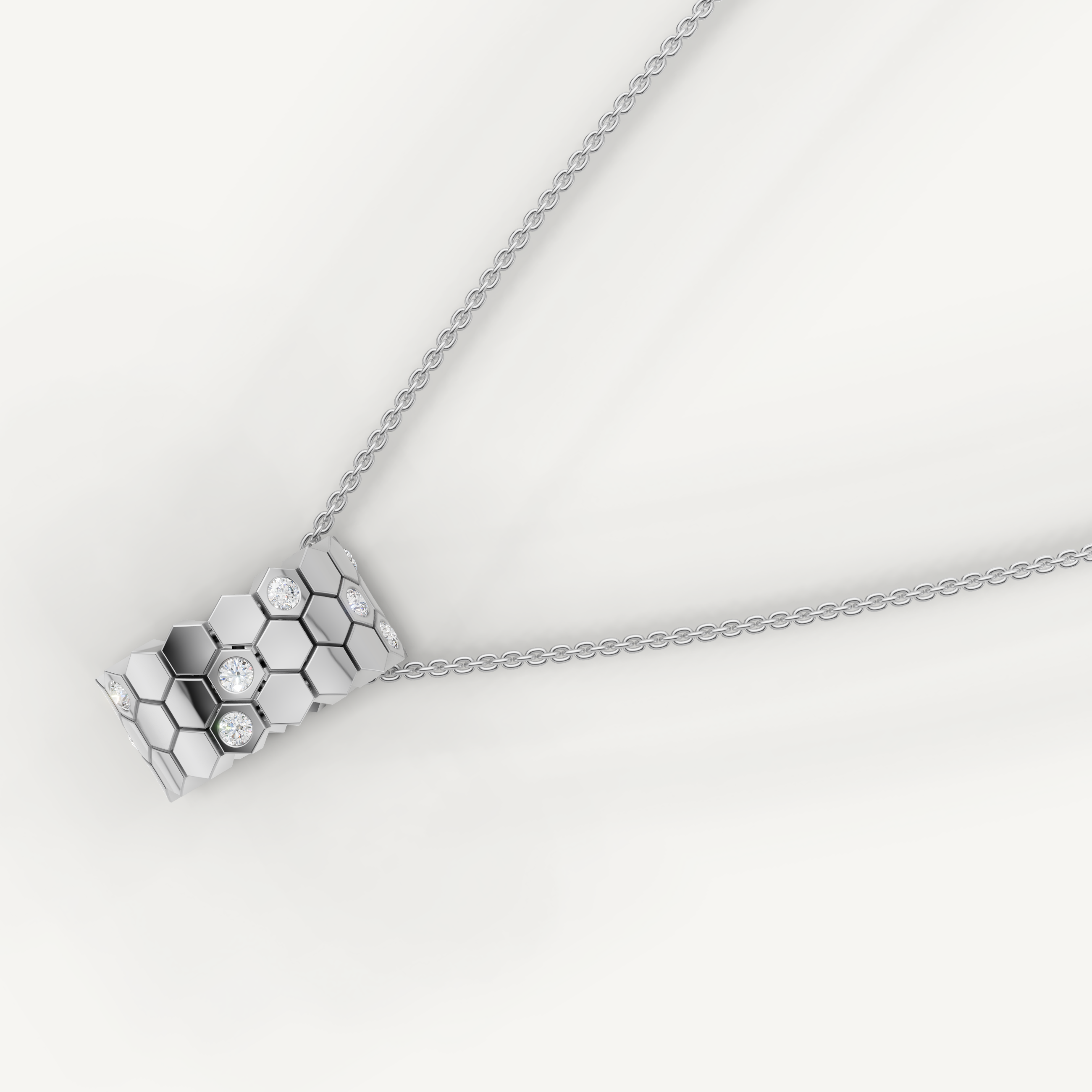 Lab Grown Diamond Honeycomb Pendant Necklace in 14K Yellow Gold