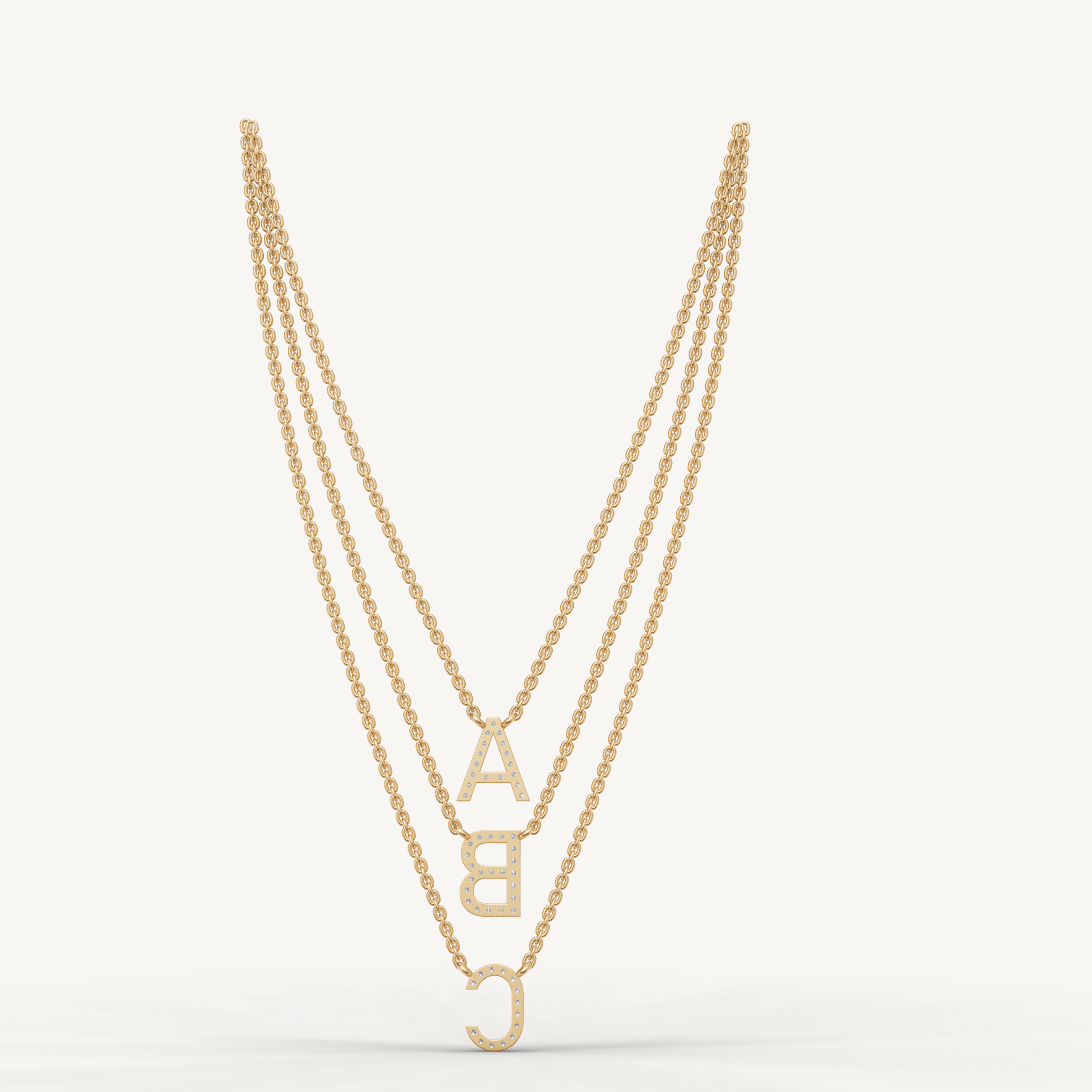 Lab Grown Diamond Initial Layered Necklace in 14K Rose Gold
