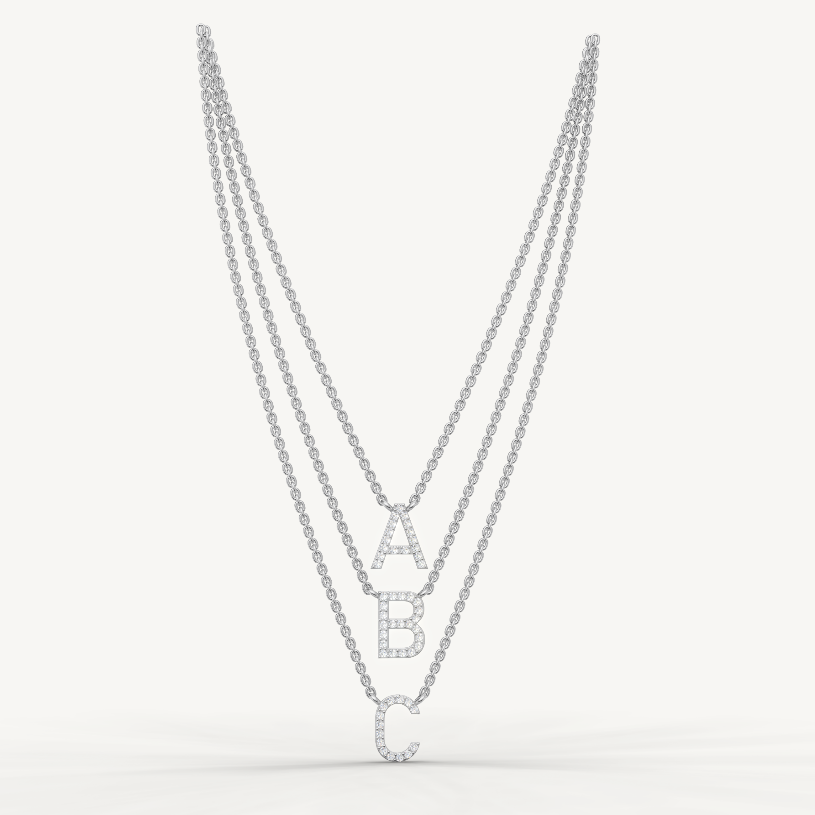 Lab Grown Diamond Initial Layered Necklace in 14K Rose Gold