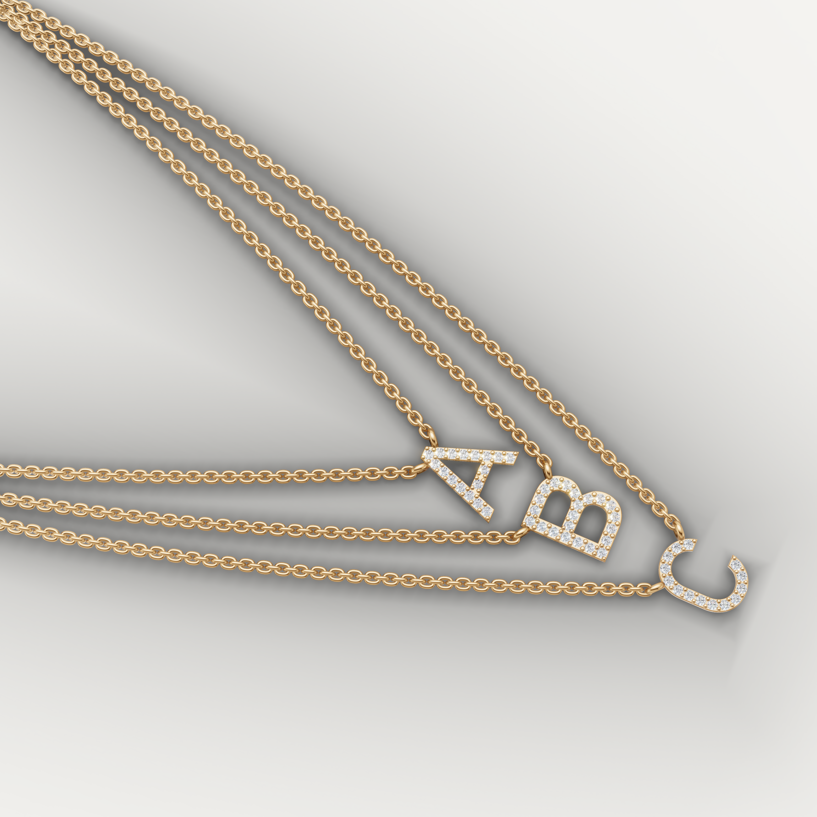 Lab Grown Diamond Initial Layered Necklace in 14K Rose Gold