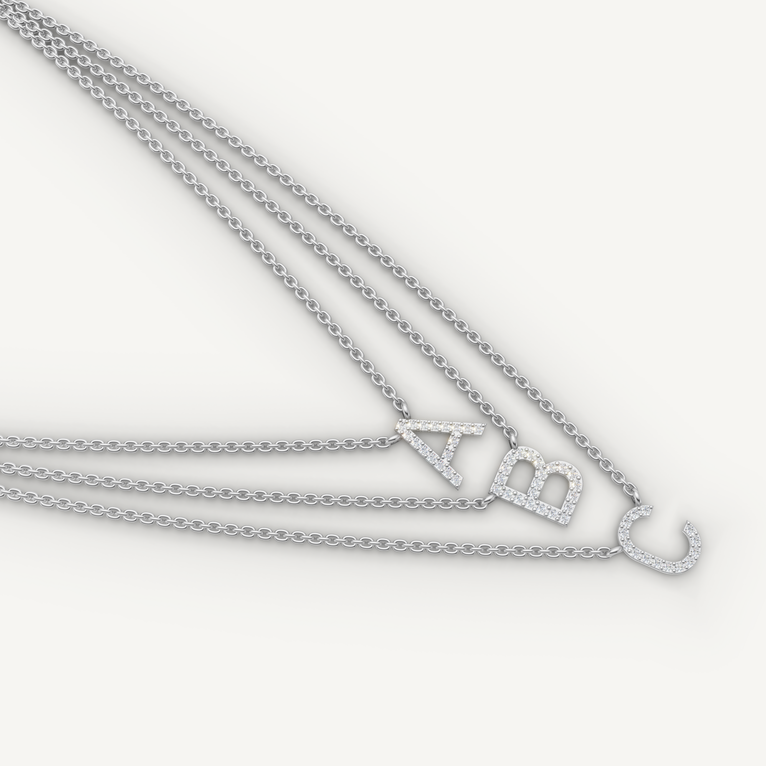 Lab Grown Diamond Initial Layered Necklace in 14K Rose Gold