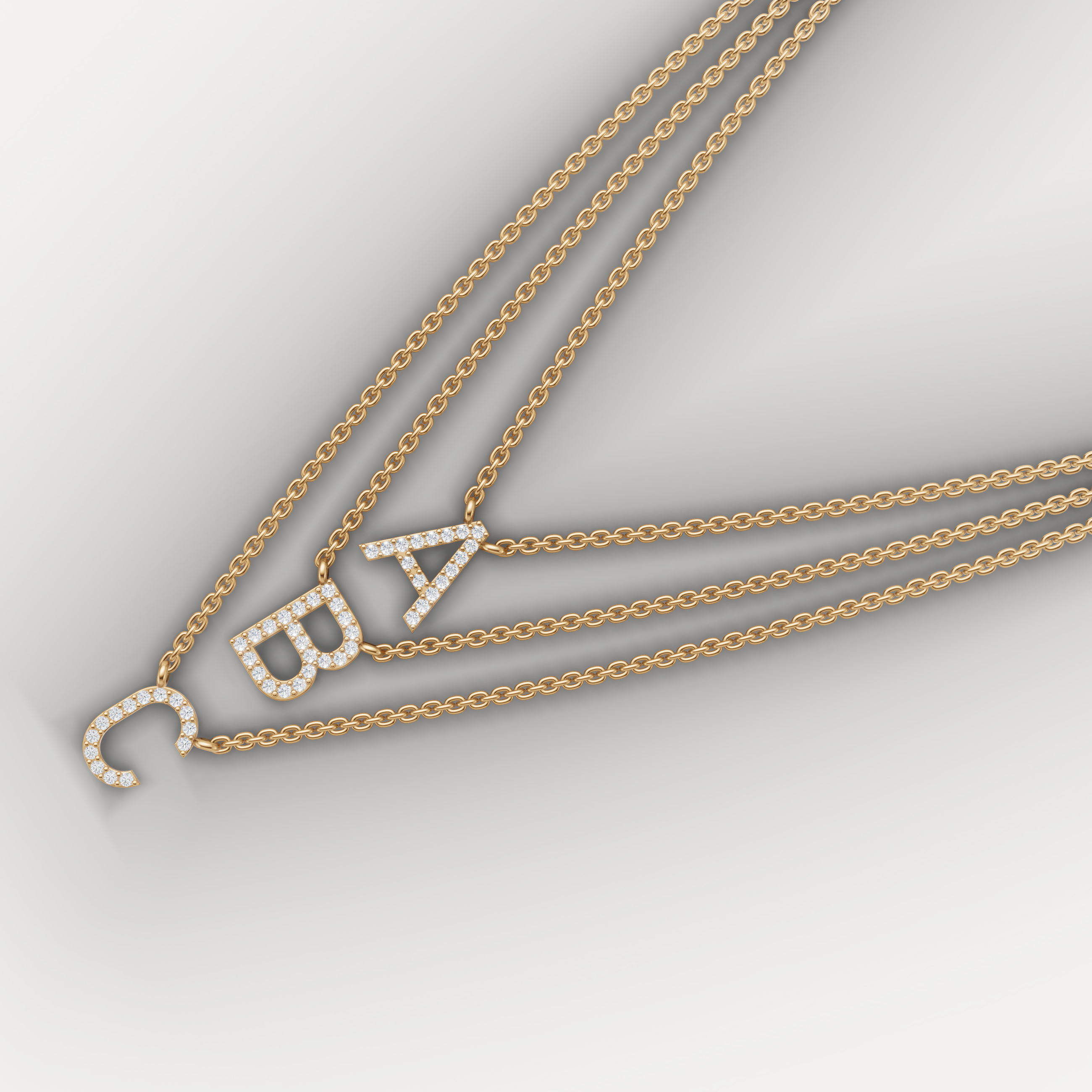 Lab Grown Diamond Initial Layered Necklace in 14K Rose Gold