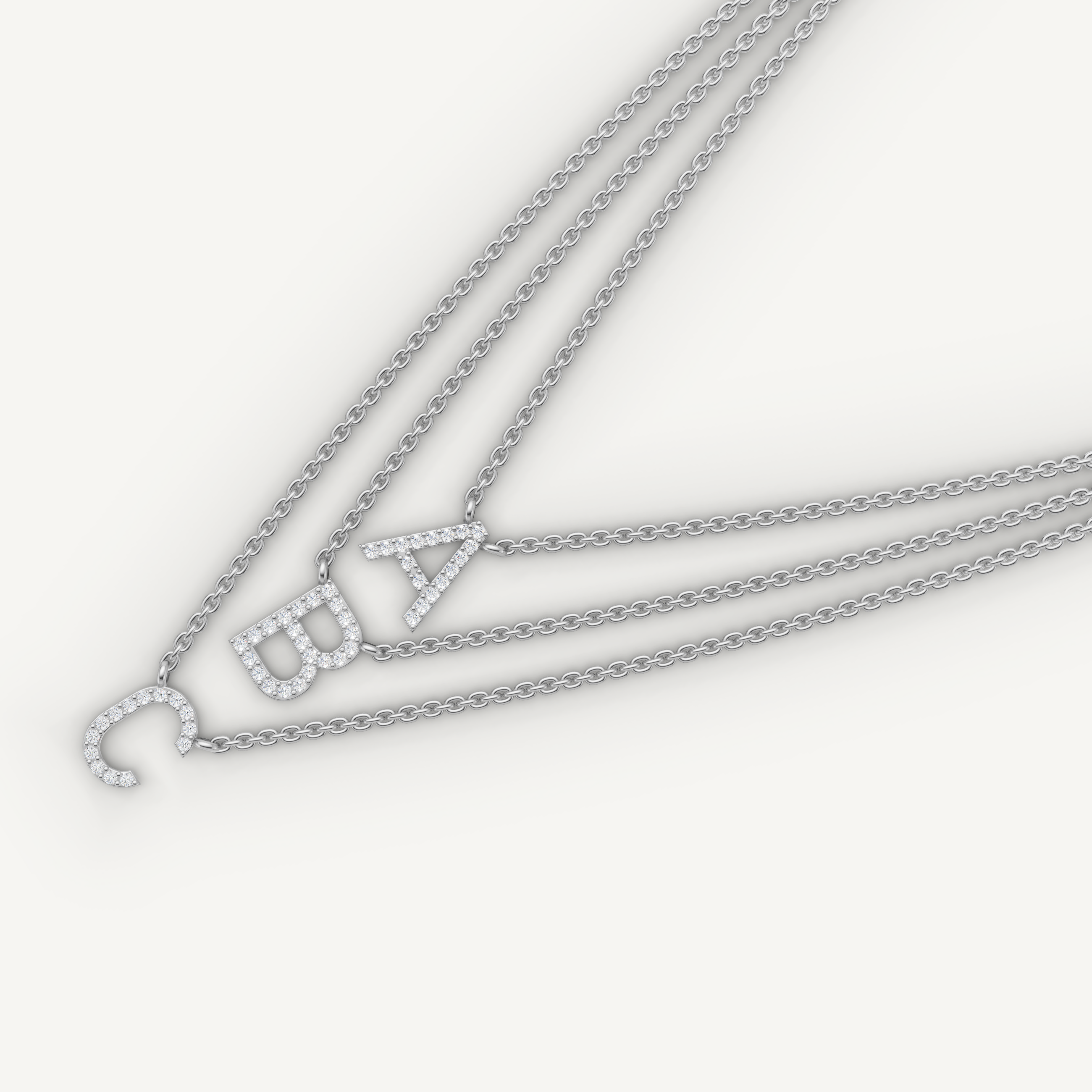 Lab Grown Diamond Initial Layered Necklace in 14K Rose Gold