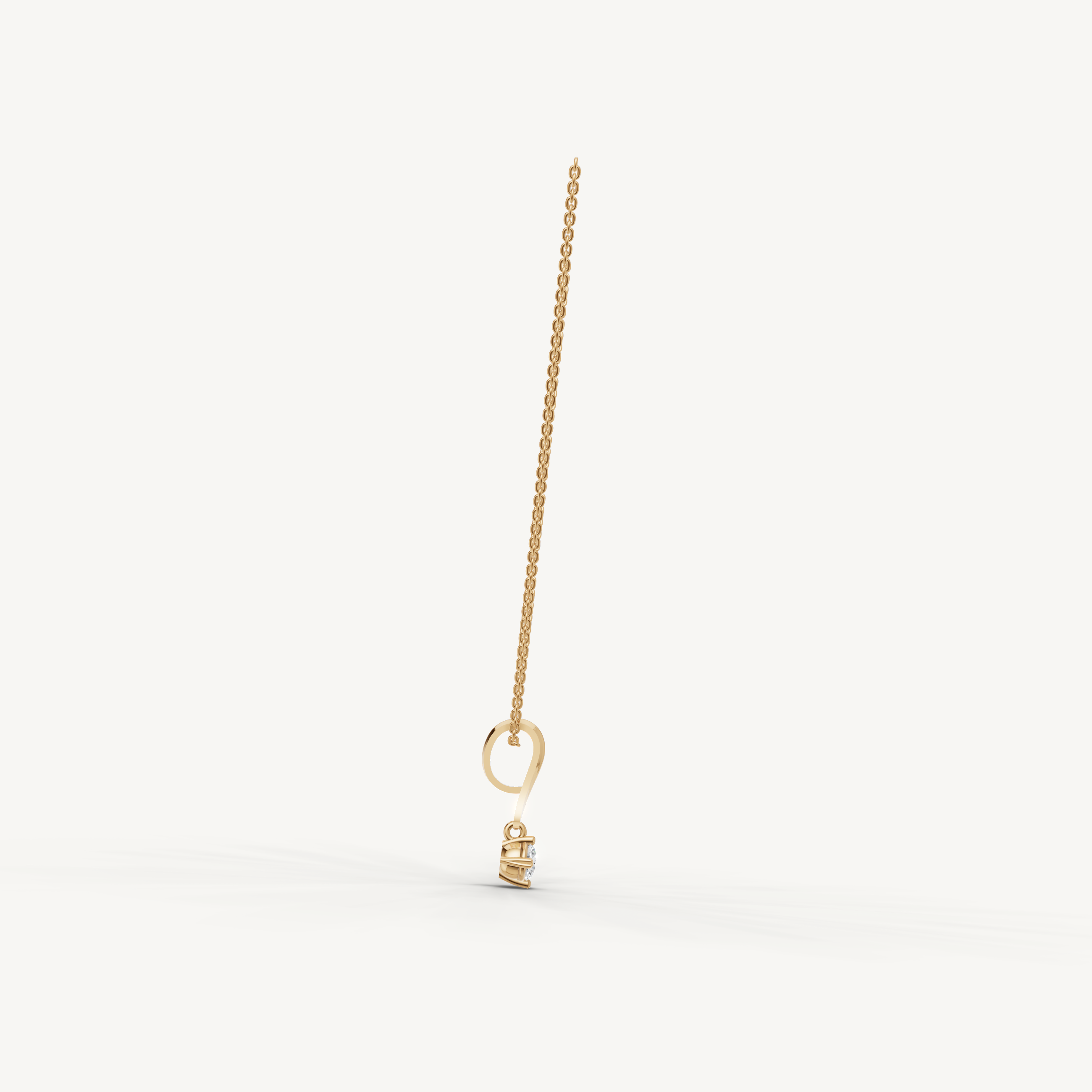 Round Lab Grown Diamond Drop Pendant Necklace in 14K Yellow Gold