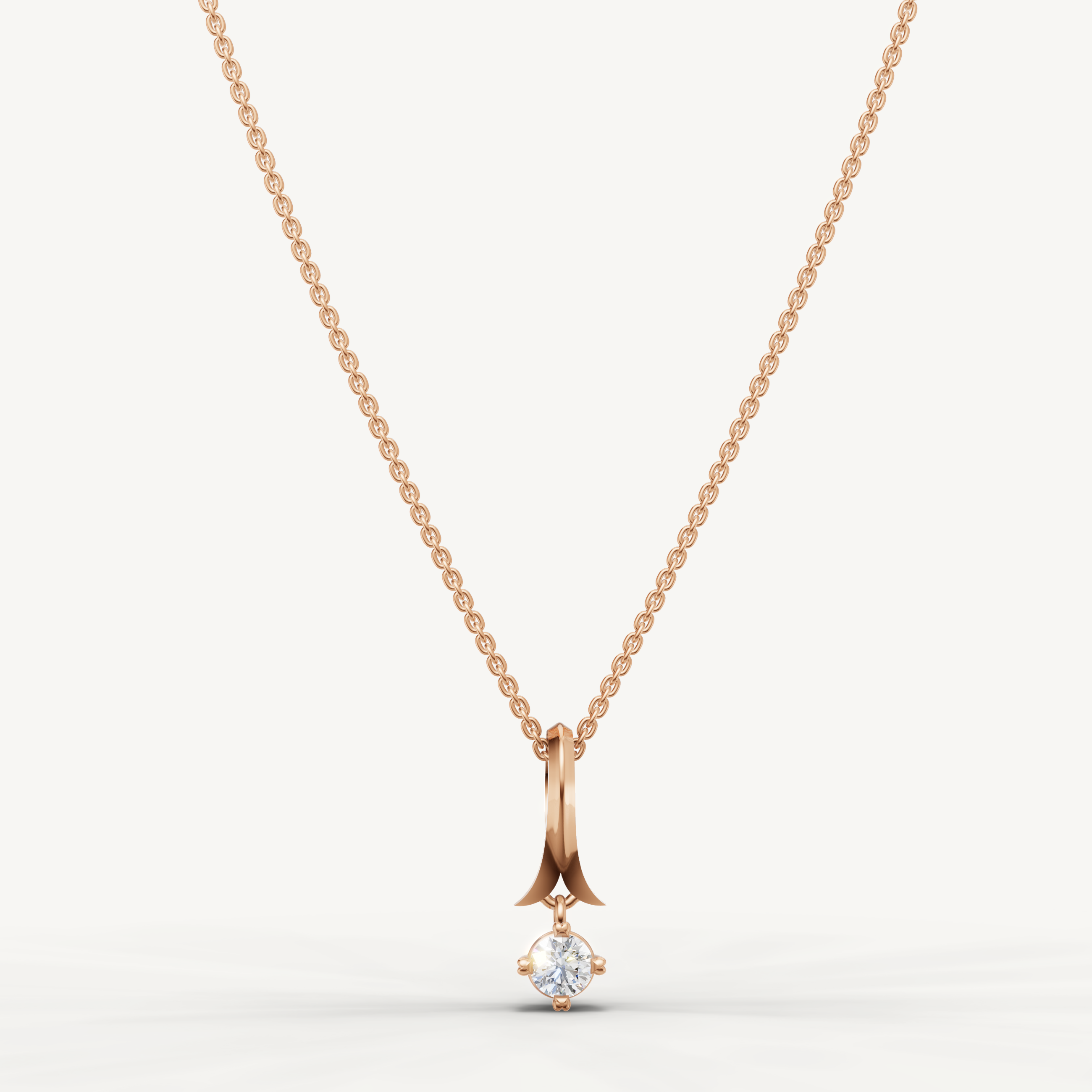 Round Lab Grown Diamond Drop Pendant Necklace in 14K Yellow Gold
