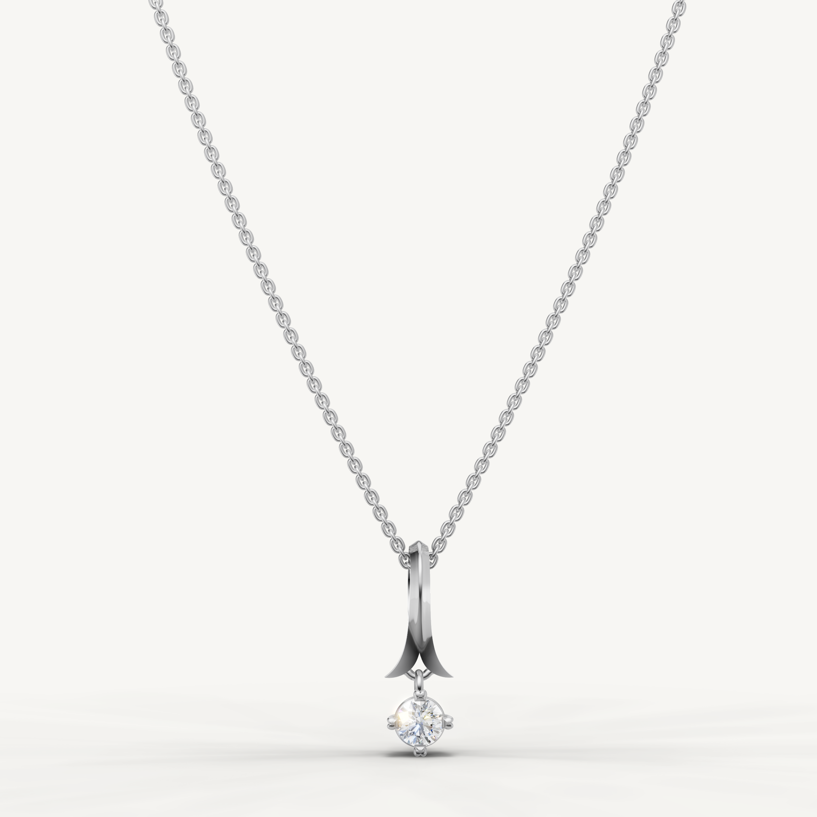 Round Lab Grown Diamond Drop Pendant Necklace in 14K Yellow Gold
