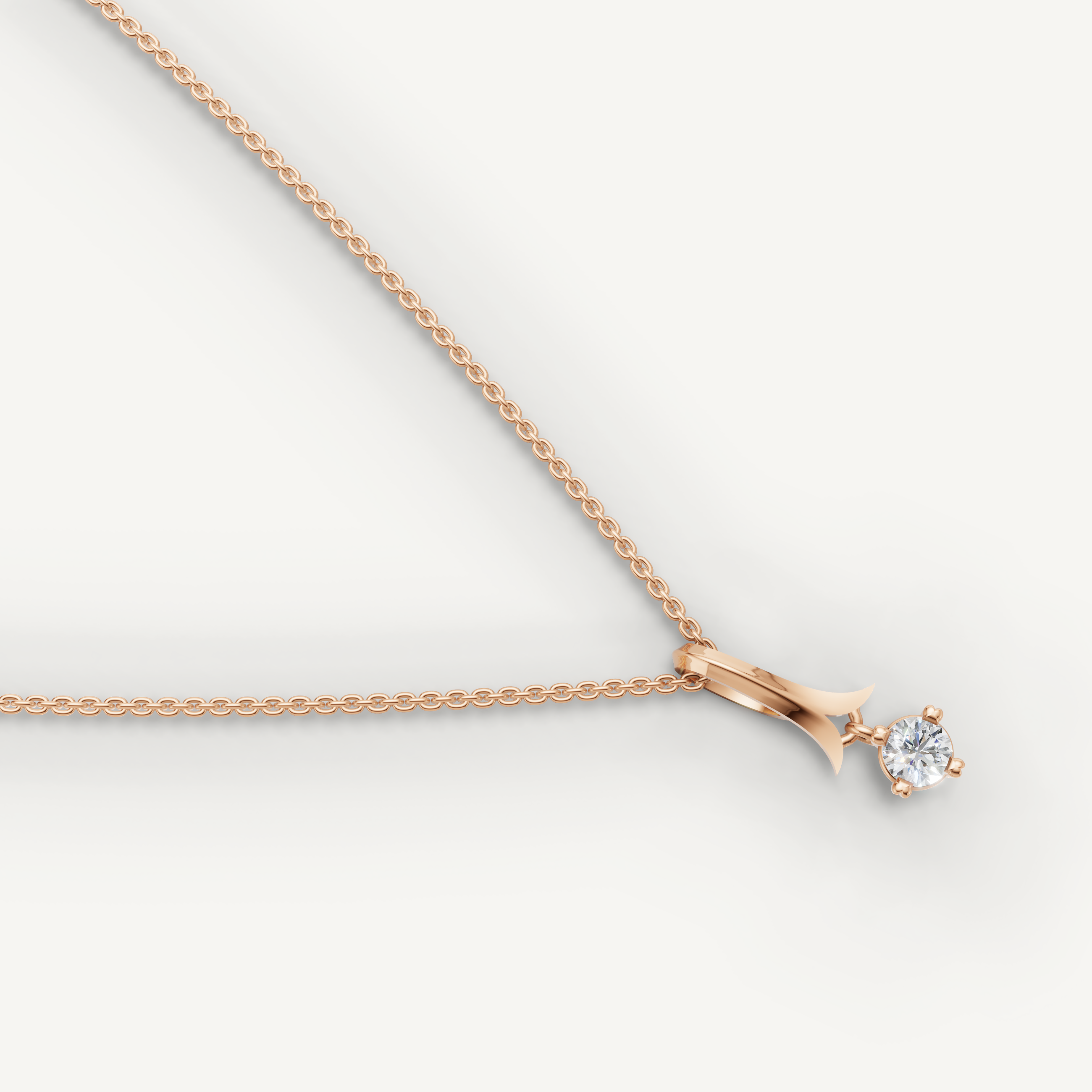 Round Lab Grown Diamond Drop Pendant Necklace in 14K Yellow Gold