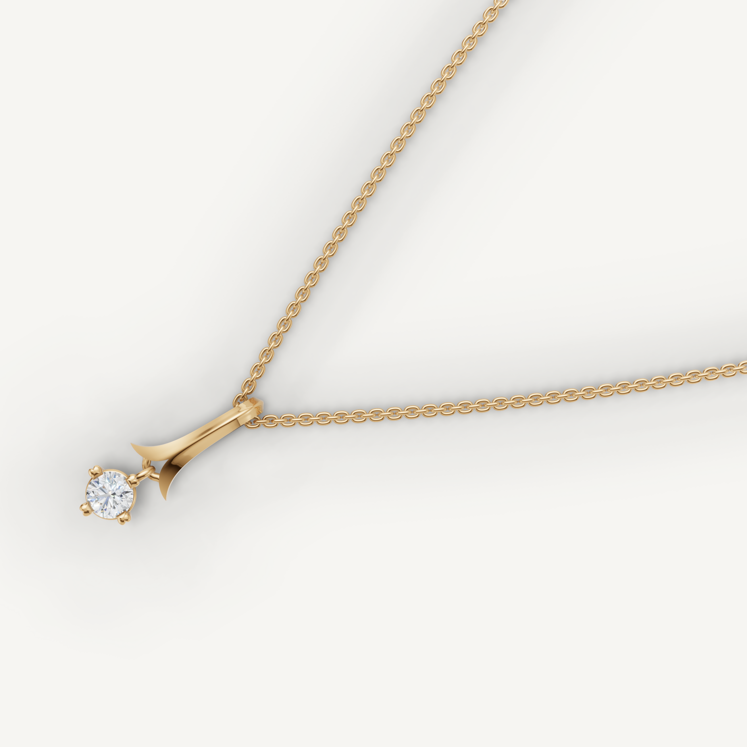 Round Lab Grown Diamond Drop Pendant Necklace in 14K Yellow Gold