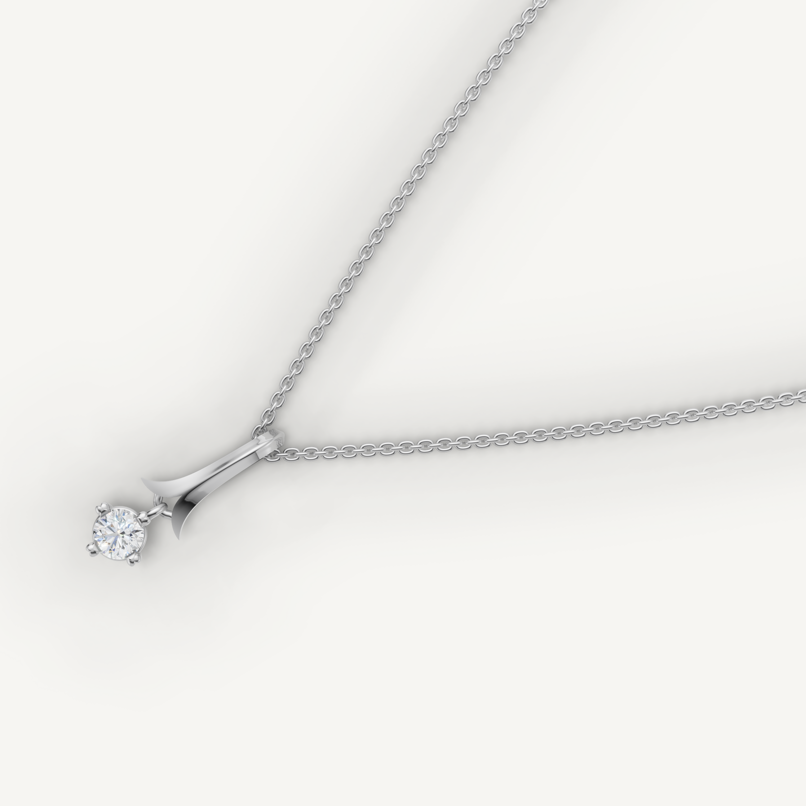 Round Lab Grown Diamond Drop Pendant Necklace in 14K Yellow Gold