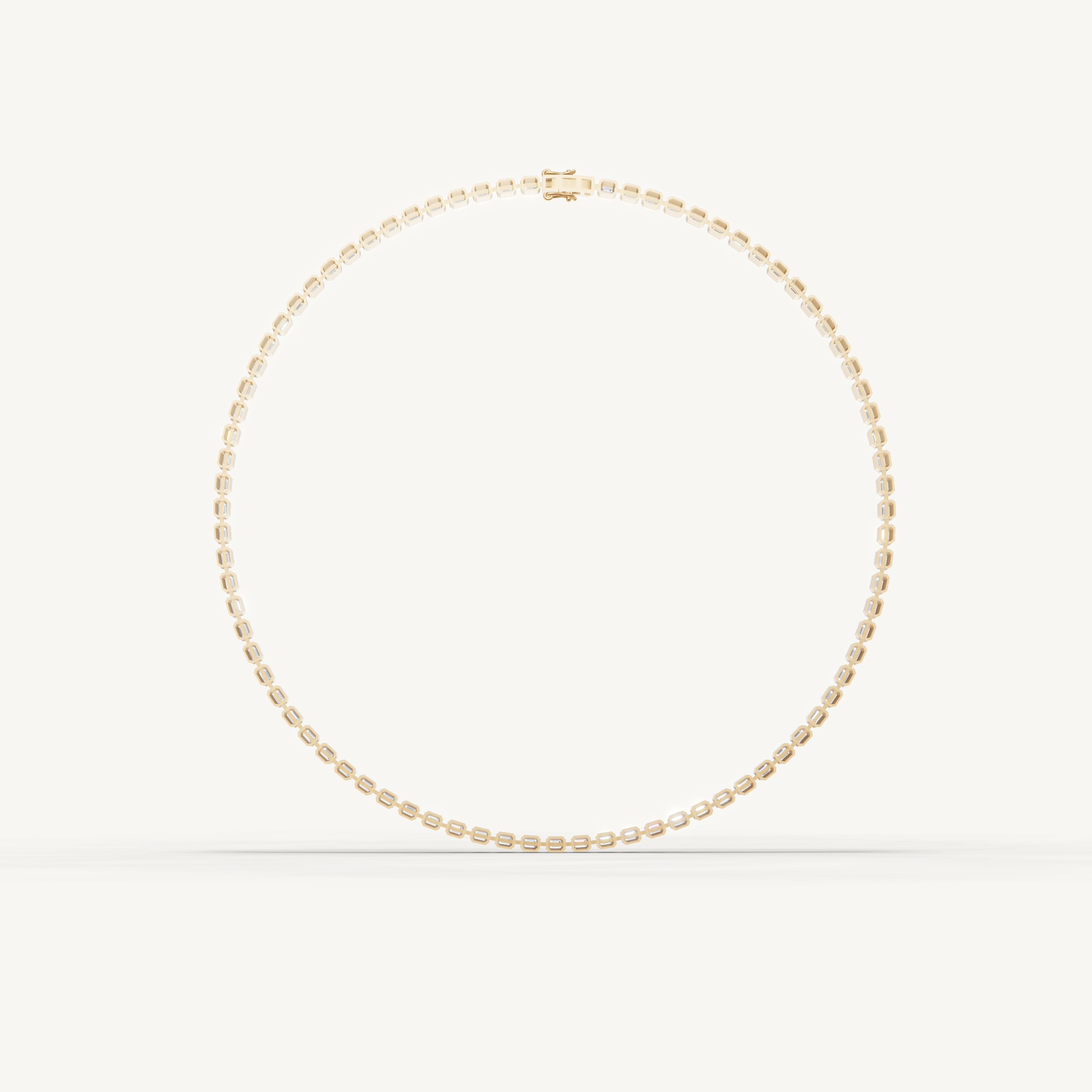 Emerald Cut Lab Grown Diamond Tennis Necklace in 14K Yellow Gold