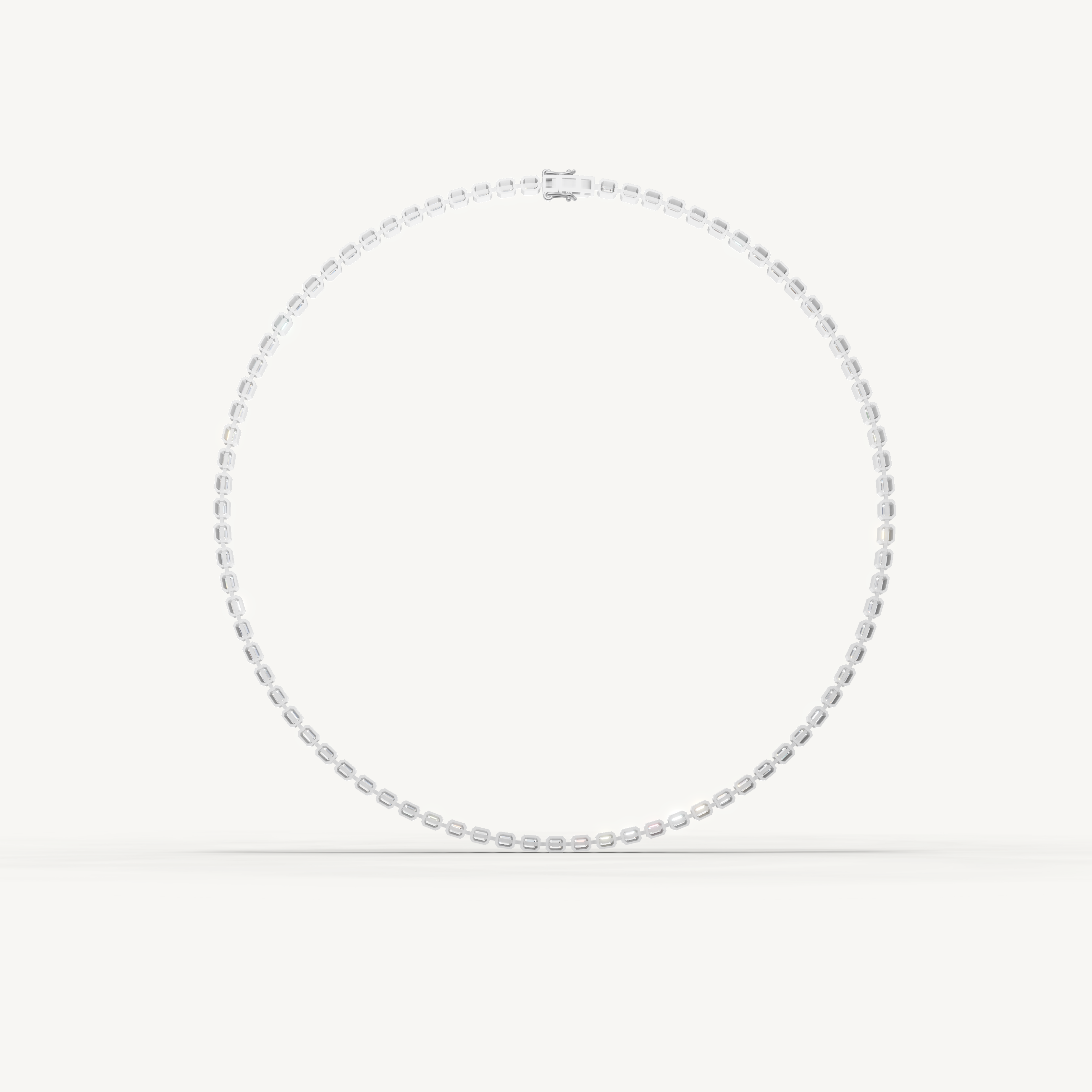 Emerald Cut Lab Grown Diamond Tennis Necklace in 14K Yellow Gold