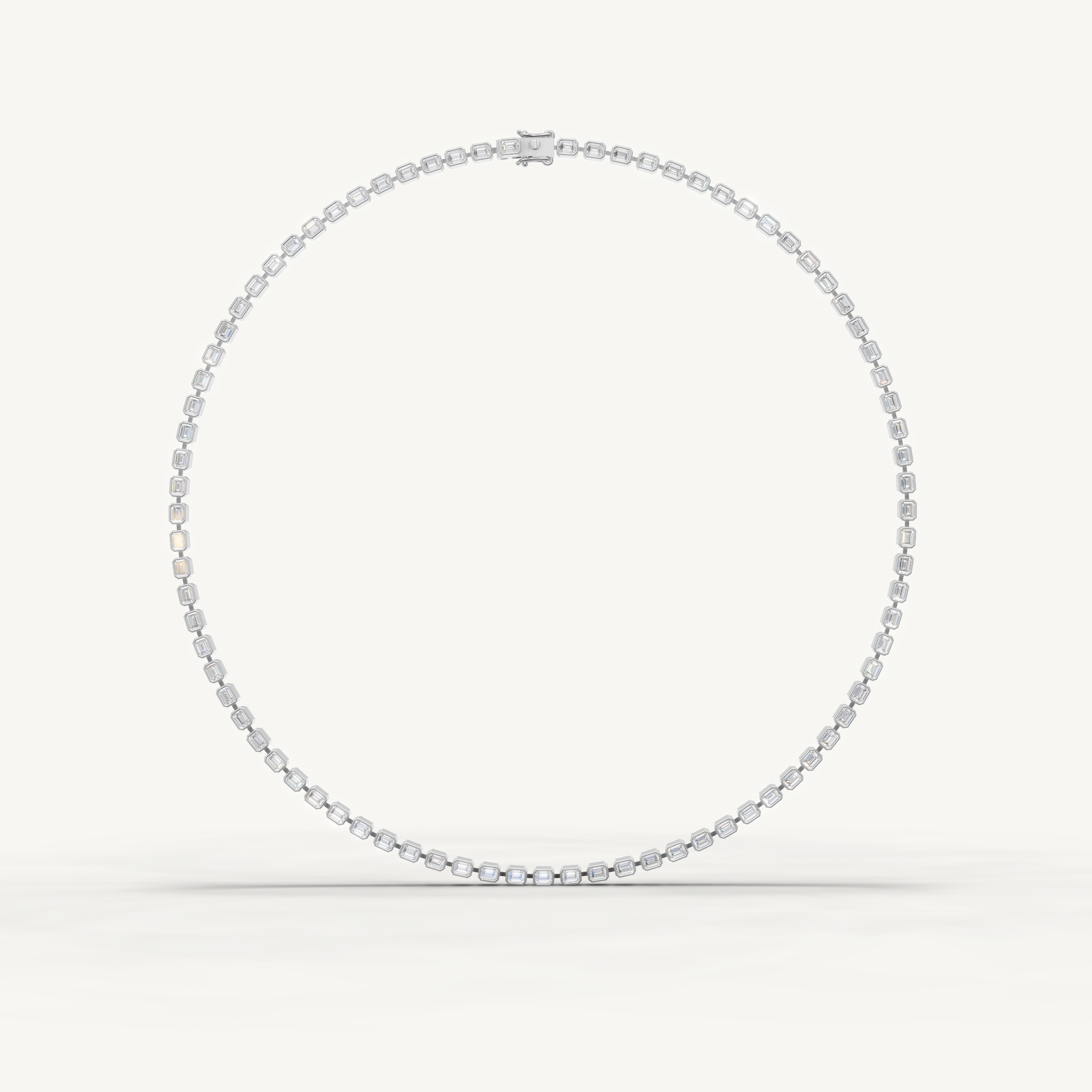 Emerald Cut Lab Grown Diamond Tennis Necklace in 14K Yellow Gold