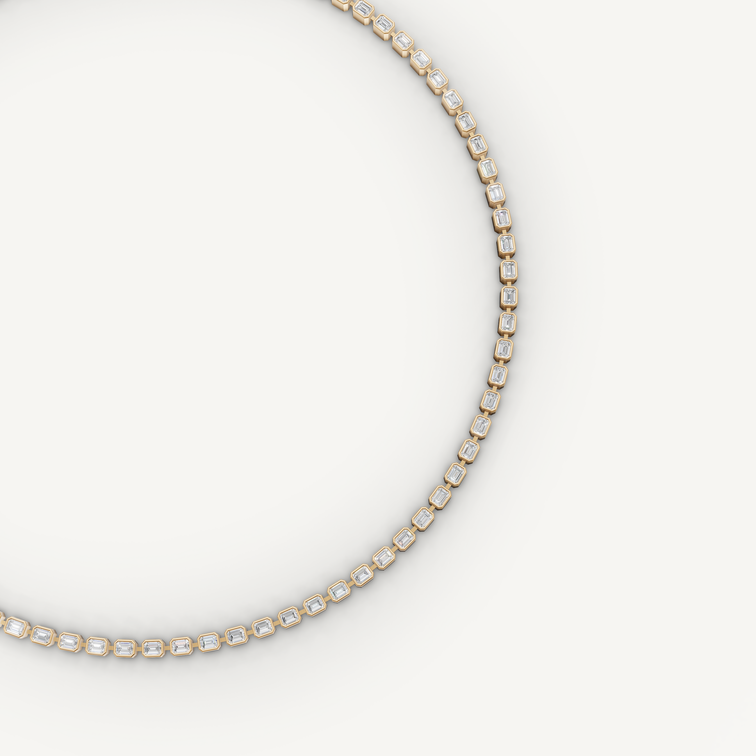 Emerald Cut Lab Grown Diamond Tennis Necklace in 14K Yellow Gold
