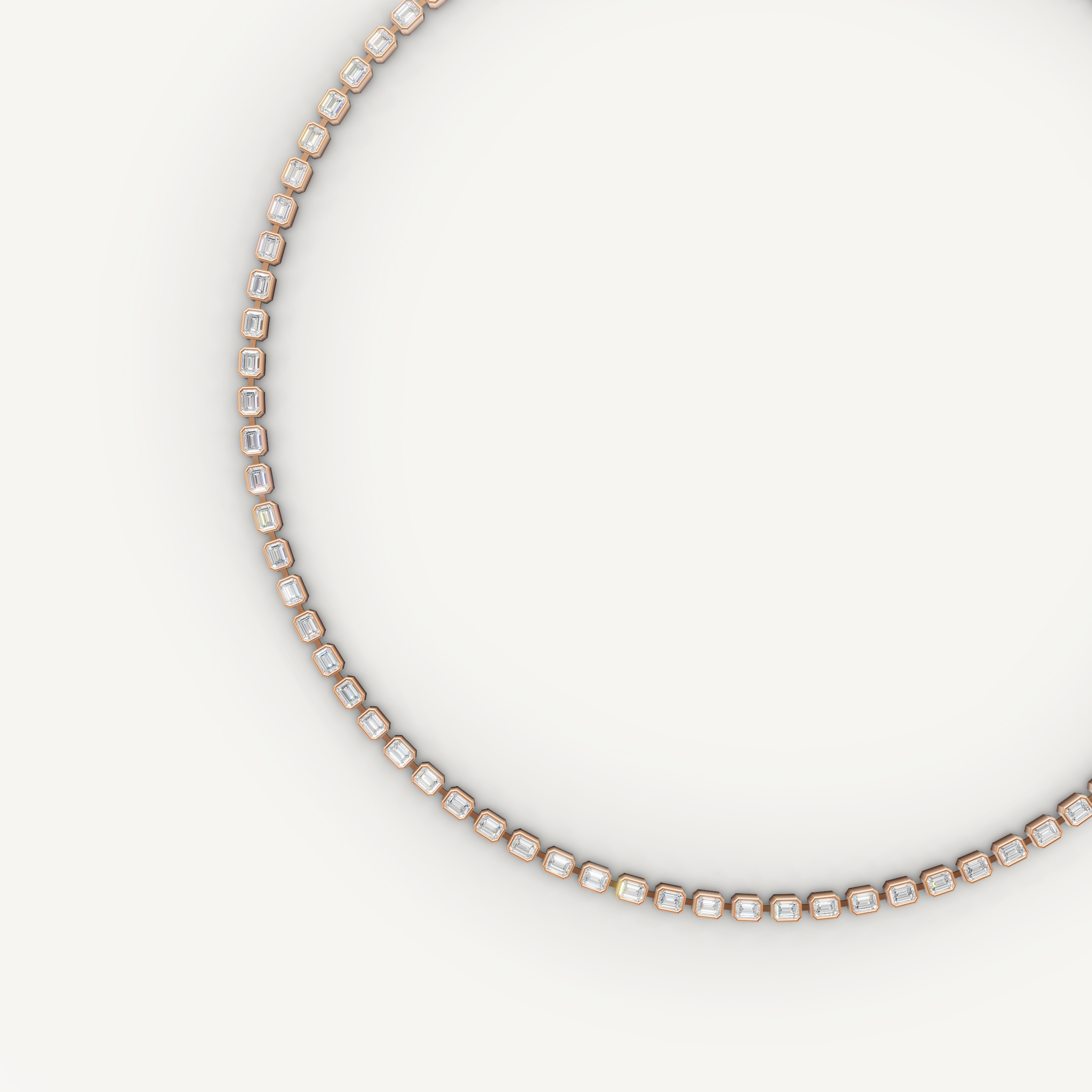 Emerald Cut Lab Grown Diamond Tennis Necklace in 14K Yellow Gold